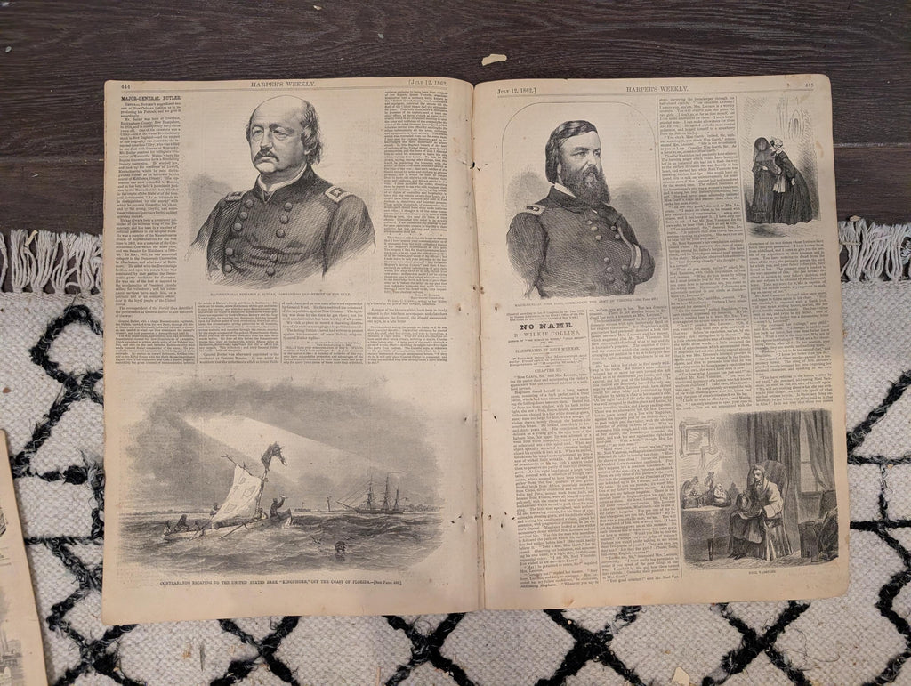 Harper’s Weekly – July 12, 1862 • Two Winslow Homer Prints • Bayonet Charge • Surgeon at Work • Butler’s New Orleans Proclamation Cartoons