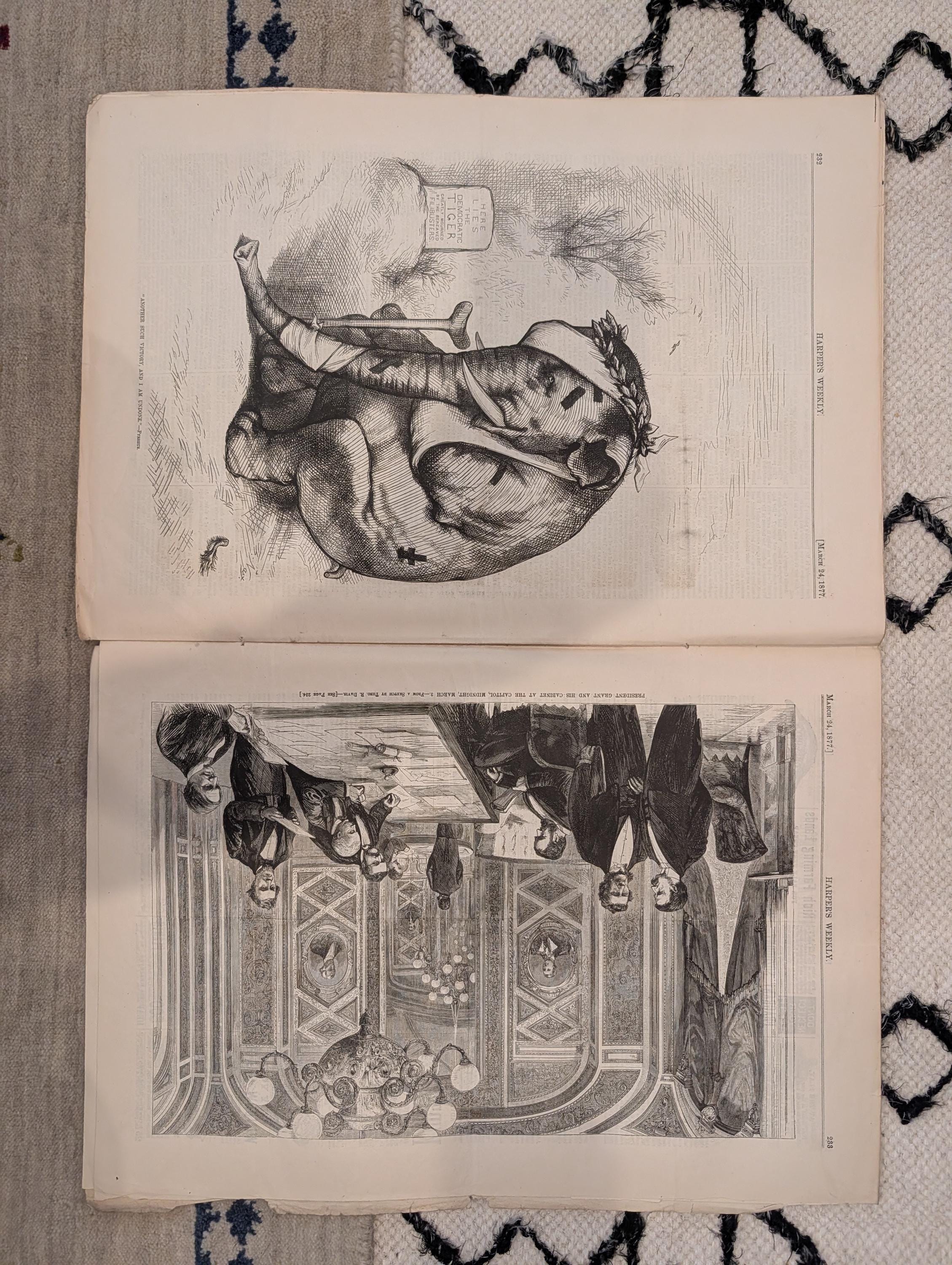 1877 Hayes Inauguration, Wounded GOP Elephant Nast, Coyotes — Mar 24