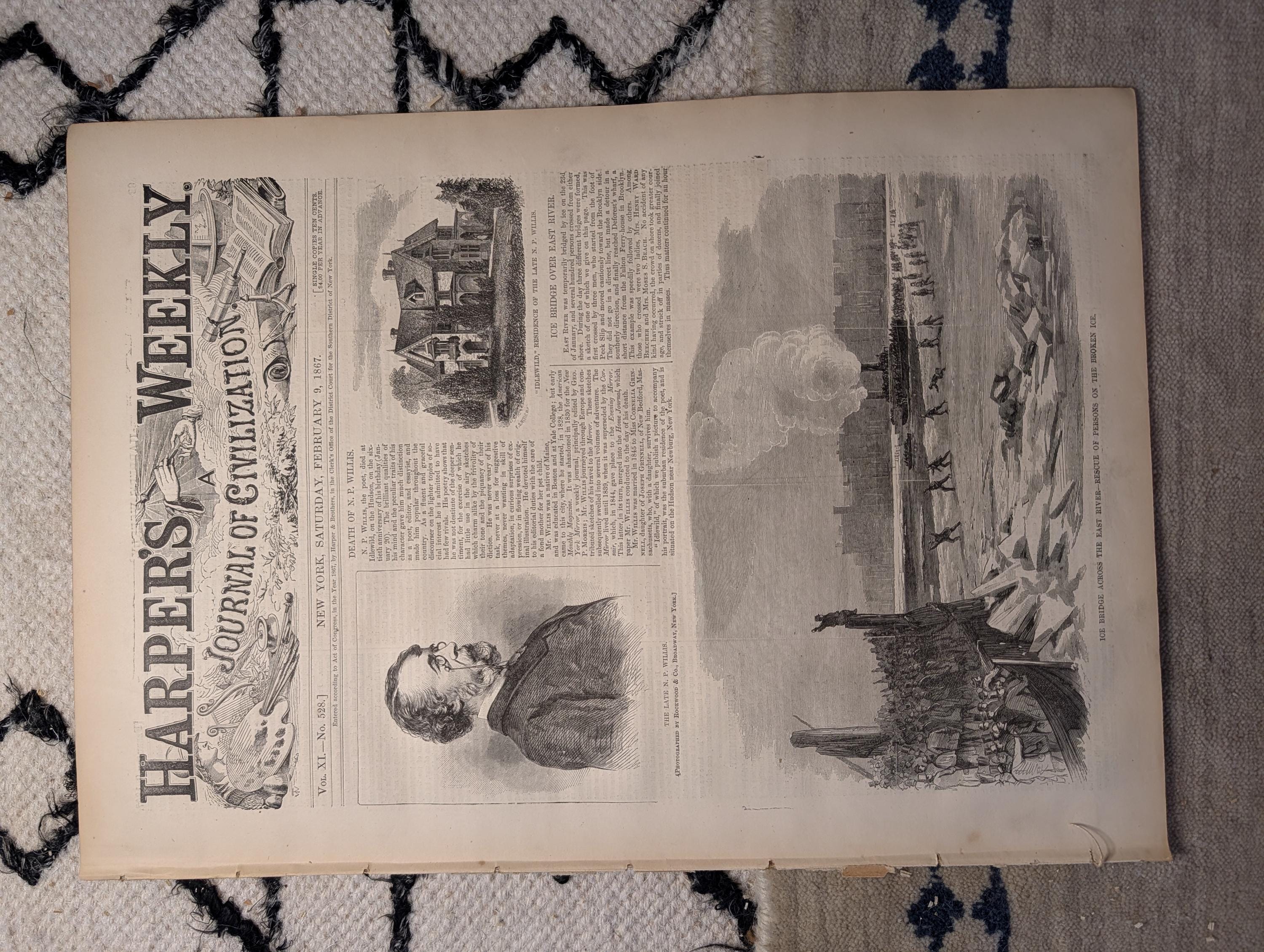 1867 Thomas Nast Tammany Hall Cartoon, N.P. Willis Obituary, Pope — Feb 9
