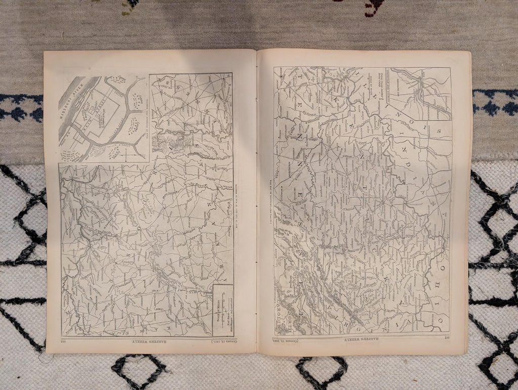 1861 War Map of Kentucky Harper's Weekly Oct 19 Ironclad Sherman Louisville