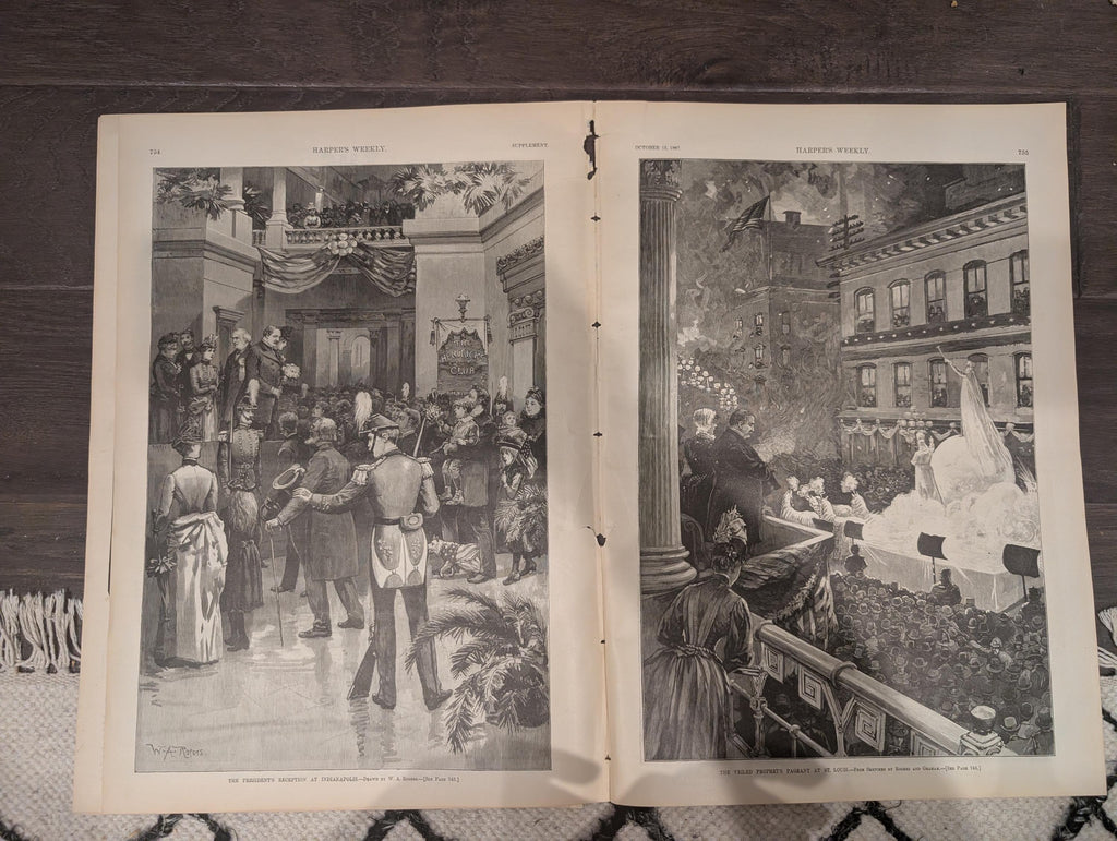 Harper’s Weekly – November 12, 1887 – Arrested on Arrival • Saginaw Logging Centerfold • London’s “Old Cheshire Cheese” • Jenny Lind & Potte