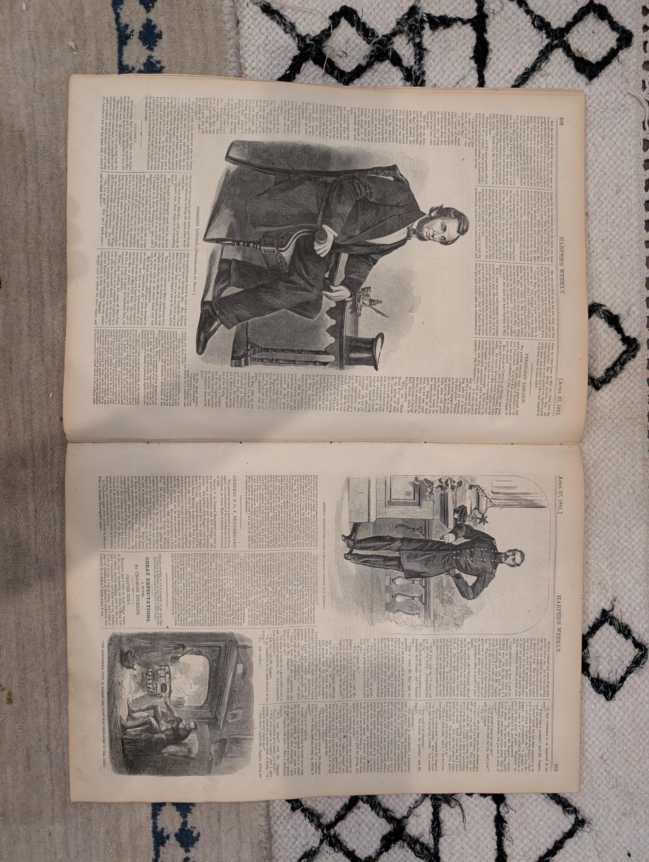 1861 Fort Sumter Bombardment Harper's Weekly April 27 Lincoln Beauregard