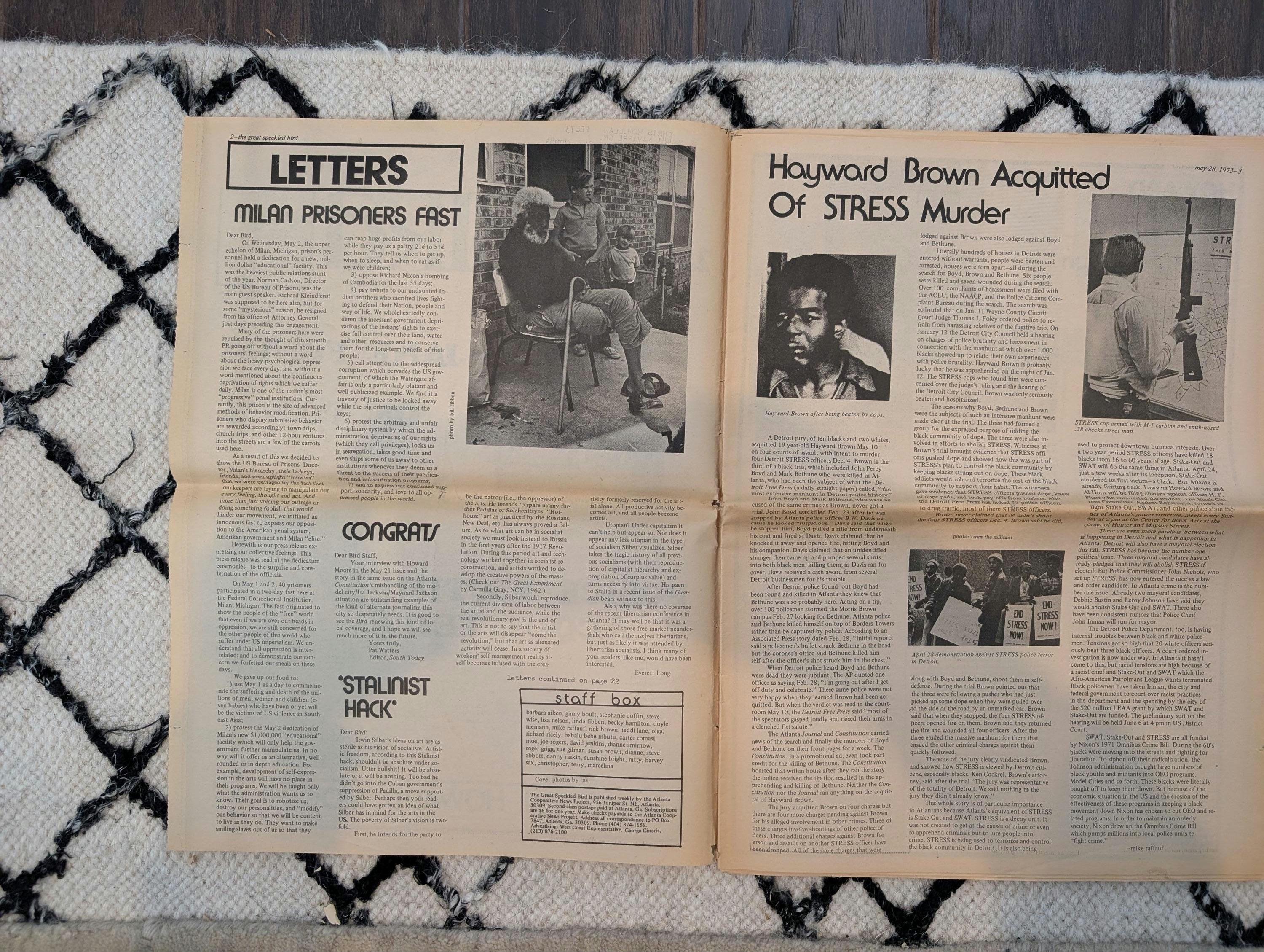 The Great Speckled Bird May 28, 1973 • Jane Fonda on POWs • Howard Moore & Metro Desegregation • African Liberation Day • Atlanta Undergroun