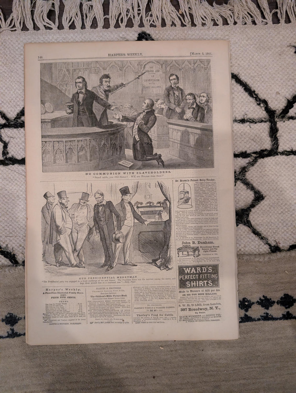 1861 Harper's Weekly March 02 Lincoln Astor House Balcony Fort Sumter