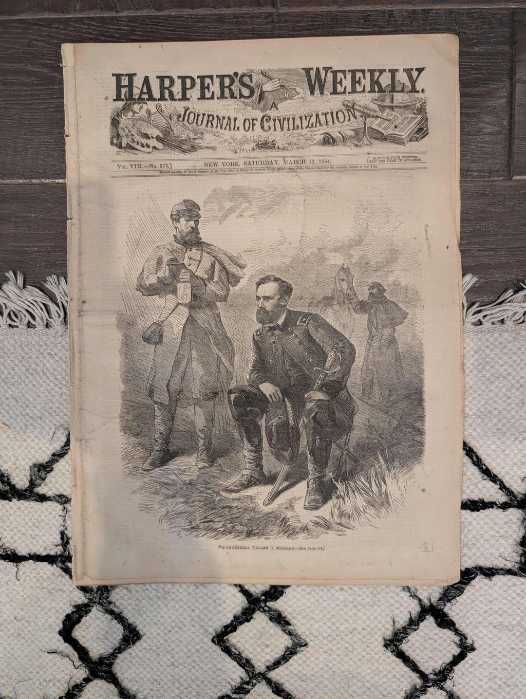 Harper's Weekly 1864 William T. Sherman March 12 Slaves Succoring Union Officers