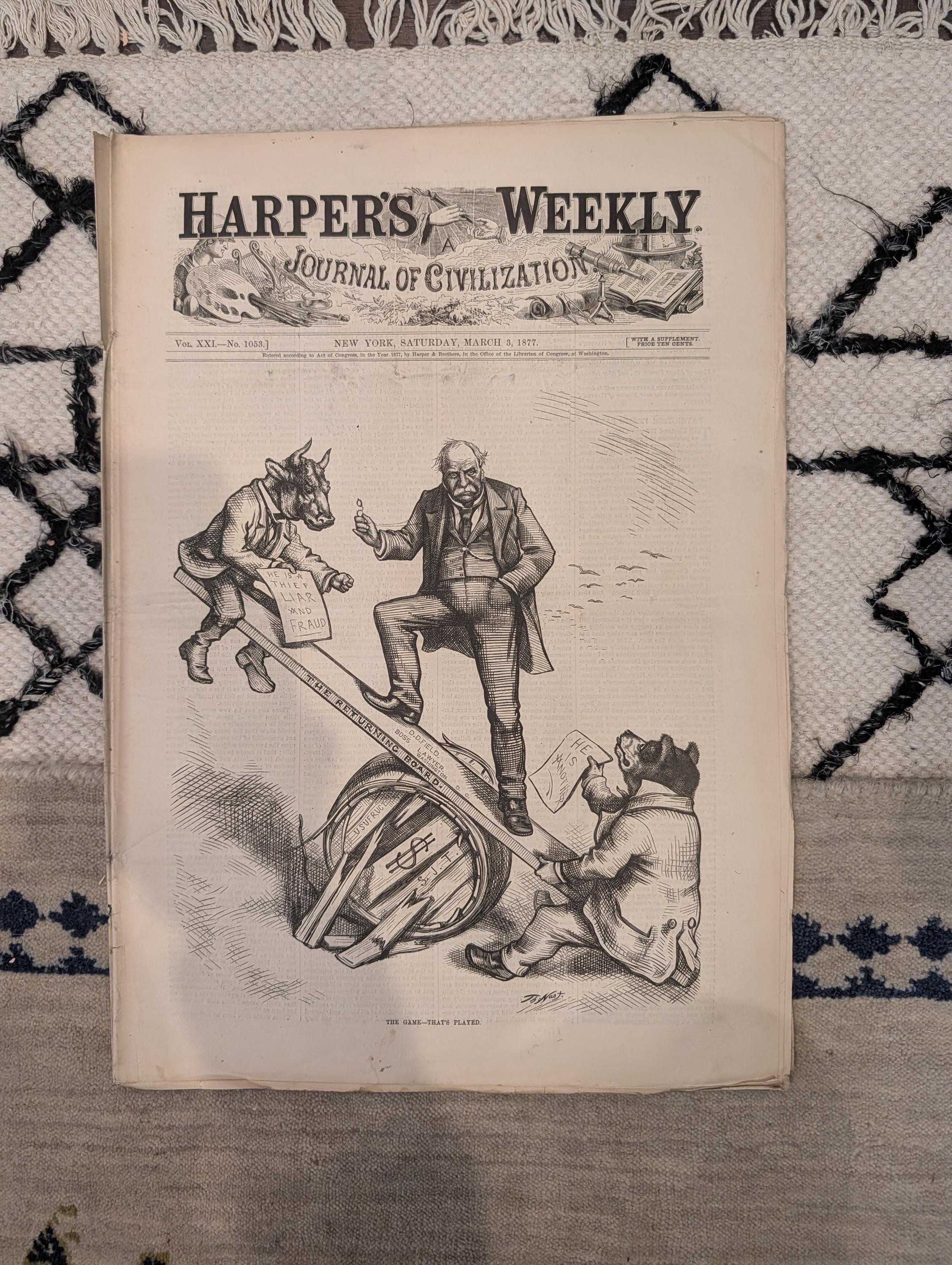 1877 Southern California Sports, Nast Cartoons, Constantinople — Mar 3