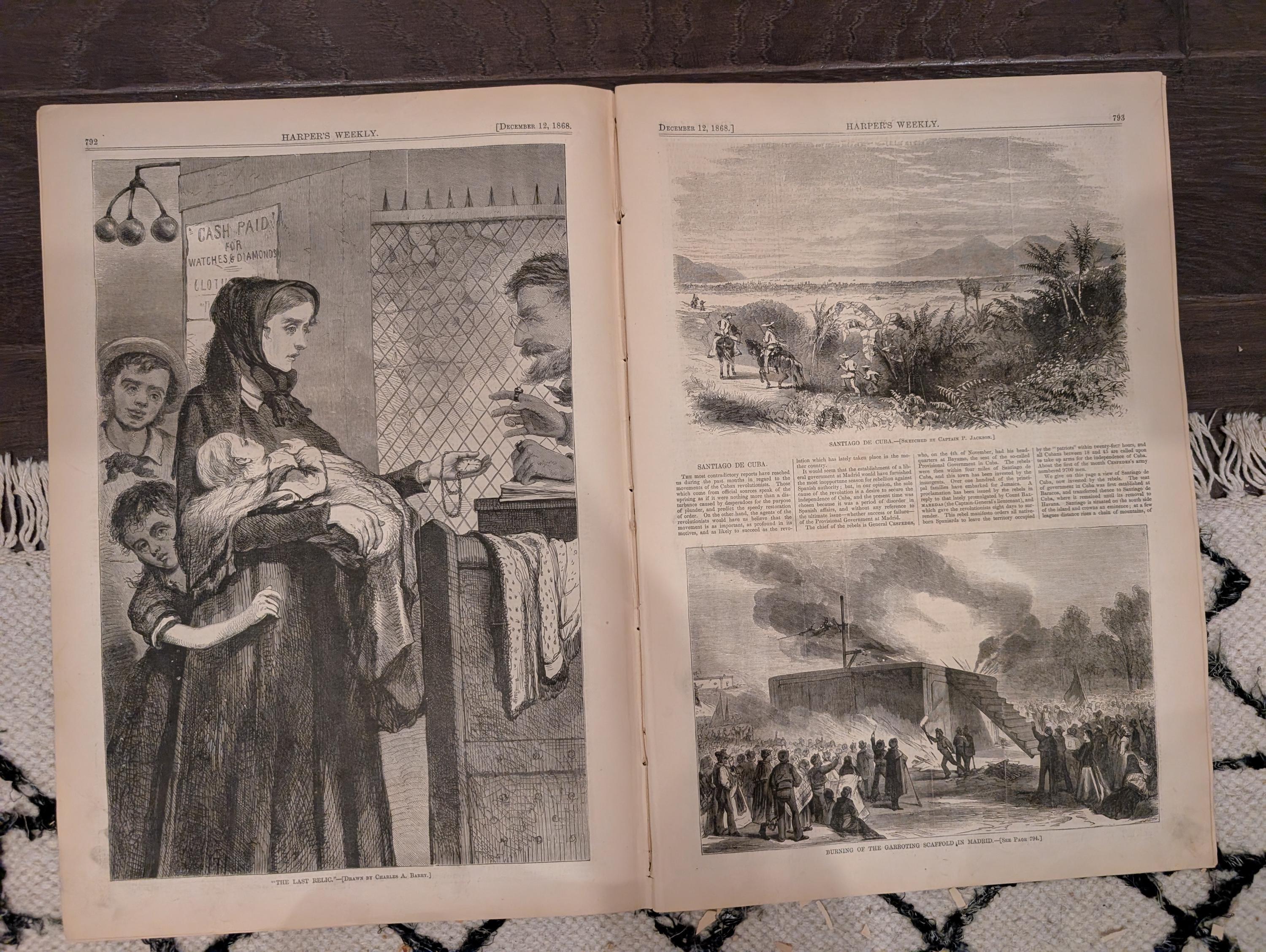 Harper’s Weekly – December 12, 1868 – Whipping Post • Alaska Interior • Newsboys in Richmond • Philadelphia Tragedy • Madrid Execution Scaff