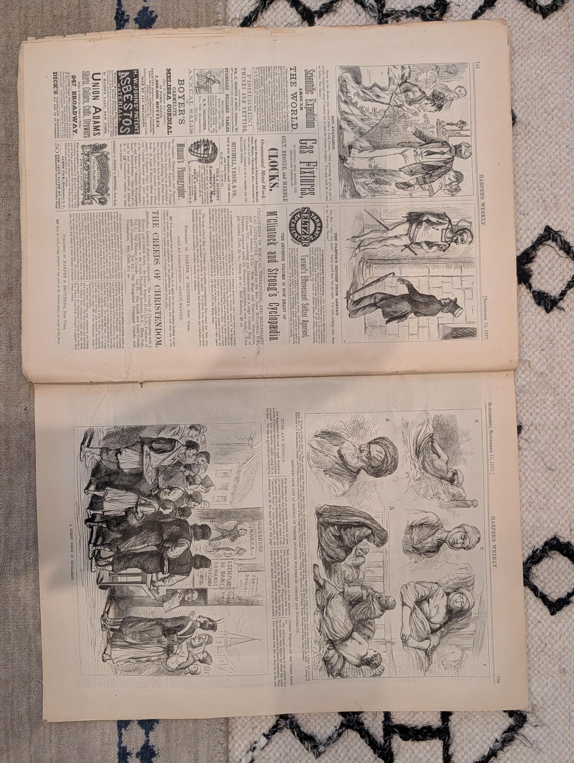 1877 Brigham Young Obituary, Cossacks vs. Bashi-Bazouks, Shumla — Sep 15