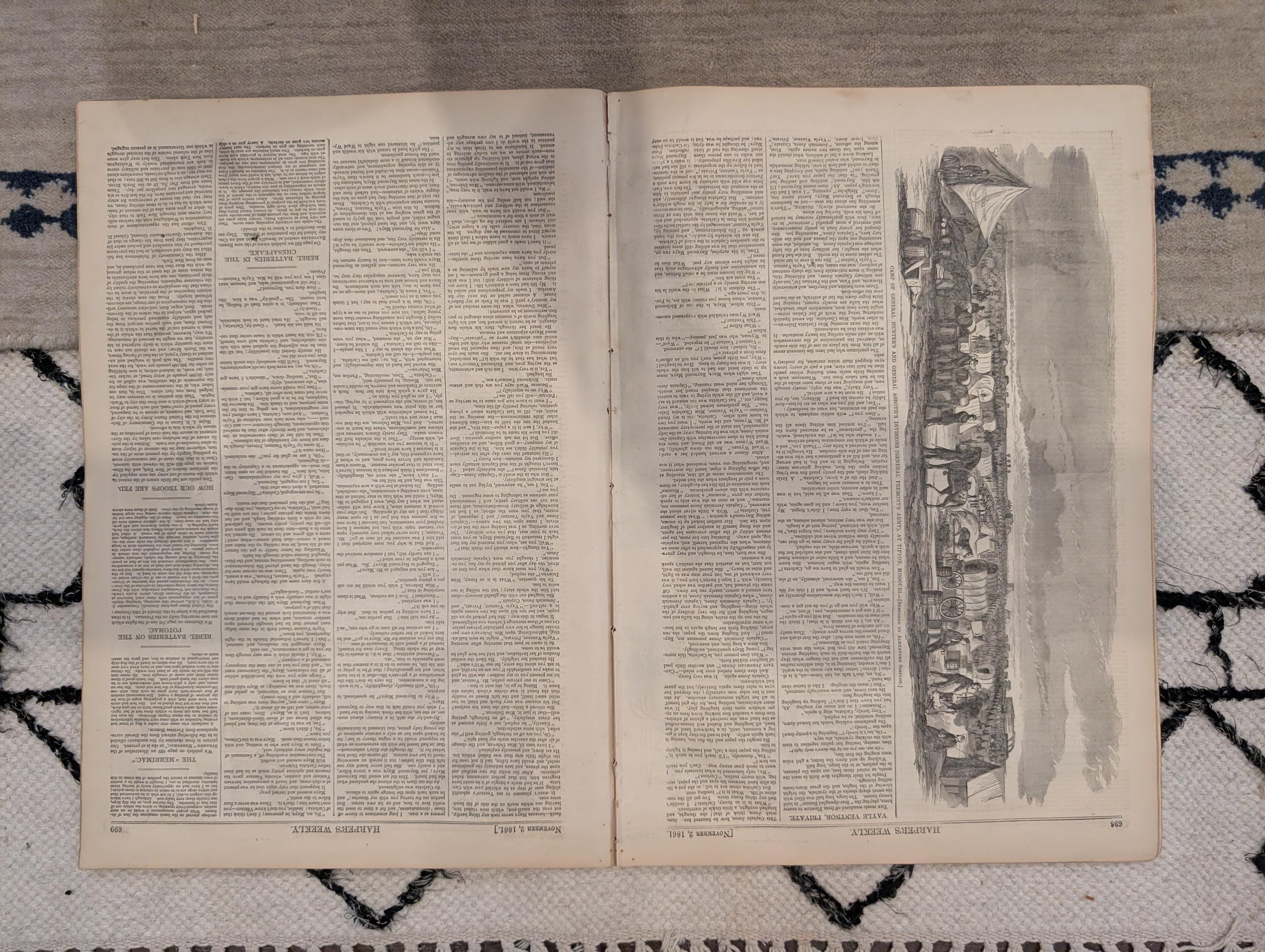1861 Ironclad Merrimac Harper's Weekly Nov 02 Port Royal Expedition Submarine