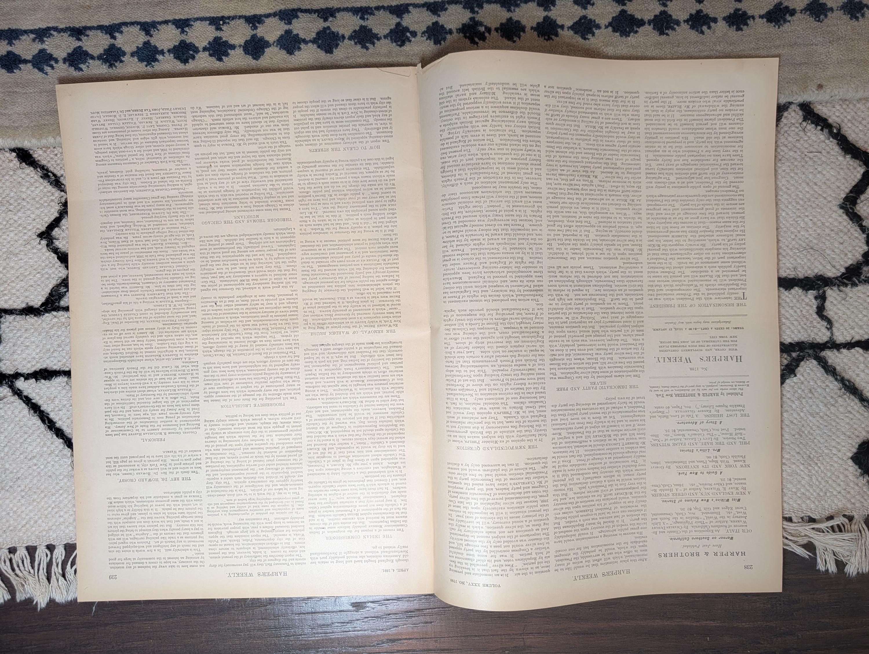 1891 Remington Indian Fishing Front Page, J. Bruce Ismay Pre-Titanic, Badminton — Apr 4
