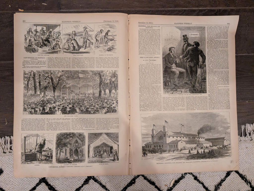 Harper’s Weekly – September 12, 1868 – Lincoln’s Tomb • Martha’s Vineyard Camp Meeting • Prospect Park Views • Bird Hunting • NYC Street Lif