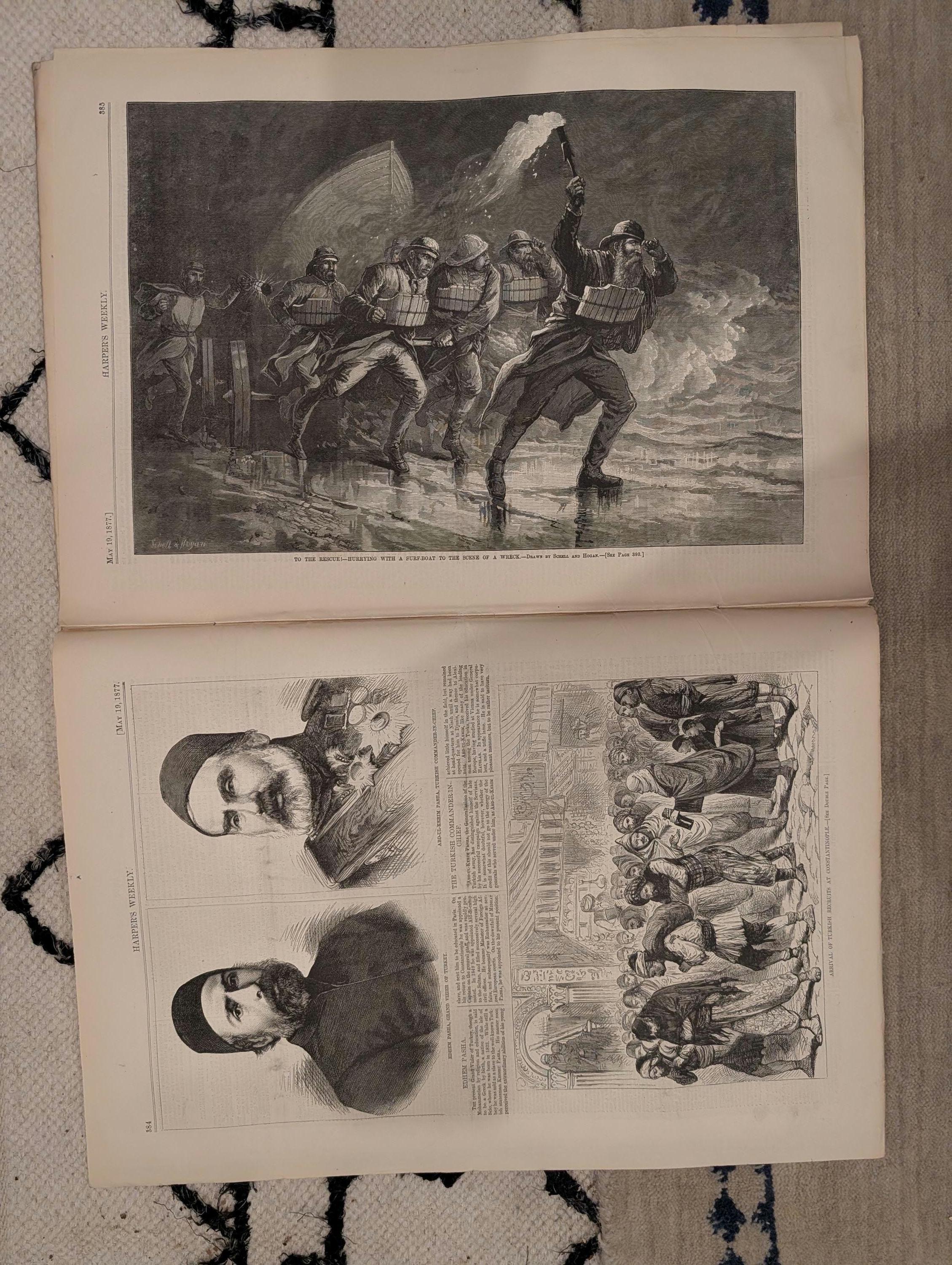 1877 Trout Fishing, Shipwreck Rescue, Nast, Russia-Turkey War Views — May 19