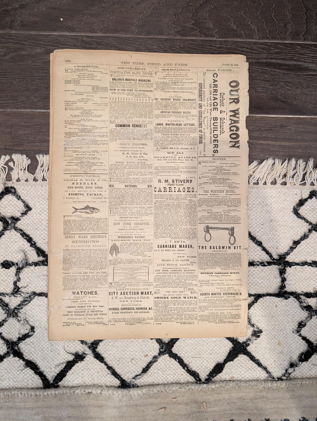 1869 Turf Field and Farm — Jerome Park Races, Guelph Canada, Chess, Baseball, Oct 29