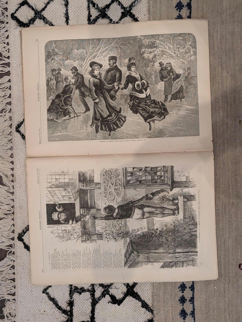 1877 Winslow Homer Backgammon, Central Park Skating, Nast — Feb 24