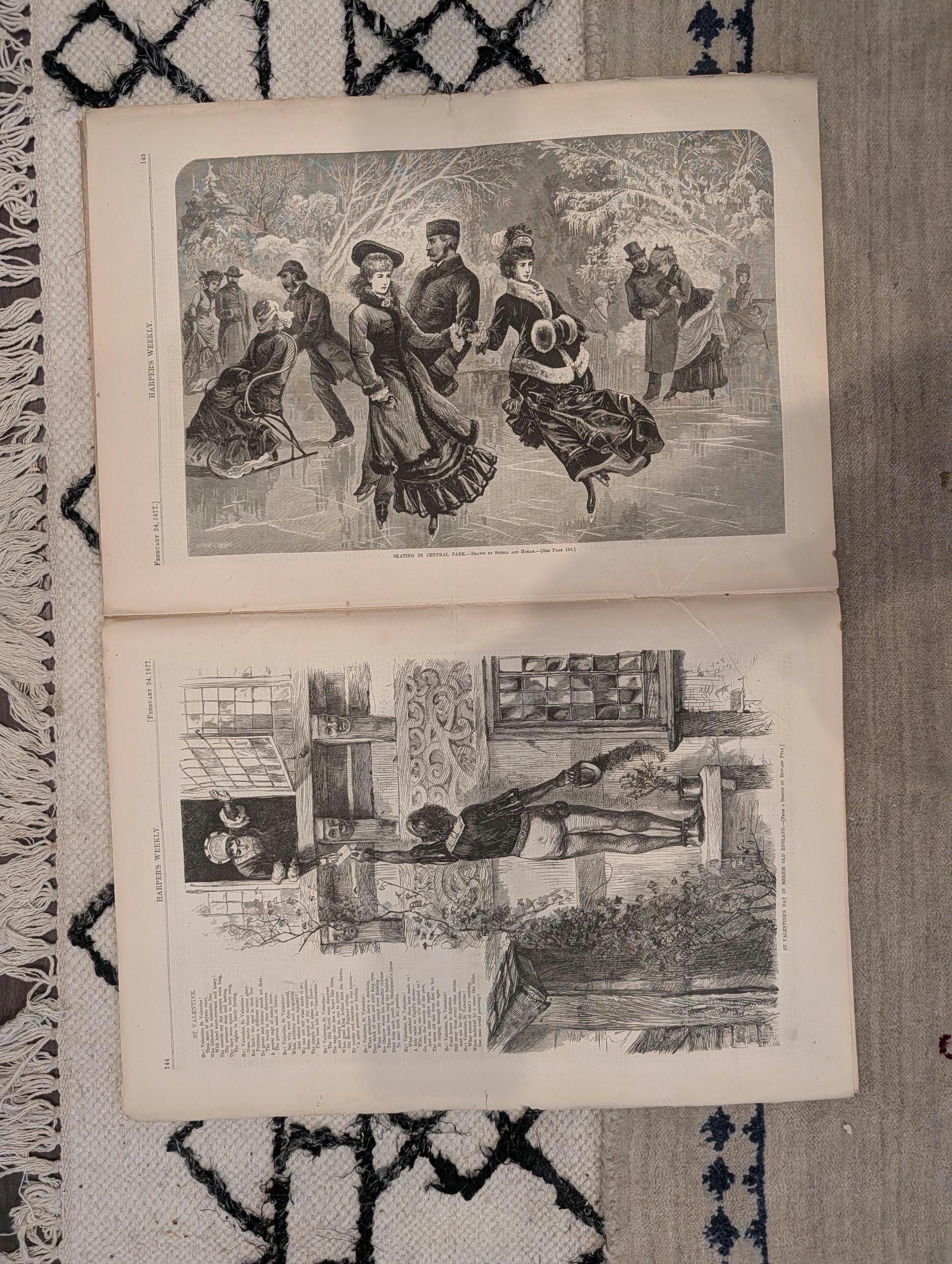 1877 Winslow Homer Backgammon, Central Park Skating, Nast — Feb 24
