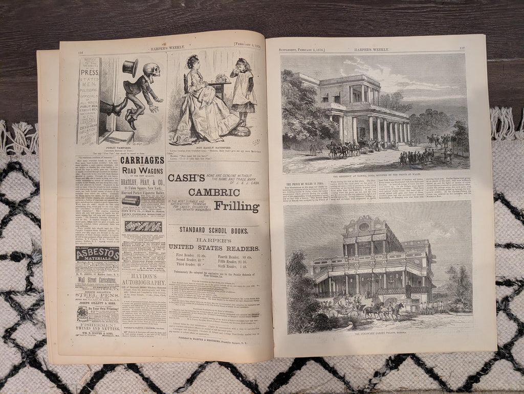 Harper’s Weekly February 5, 1876, Port Royal Naval Station, Torpedo Service, Old Philadelphia, Prince of Wales