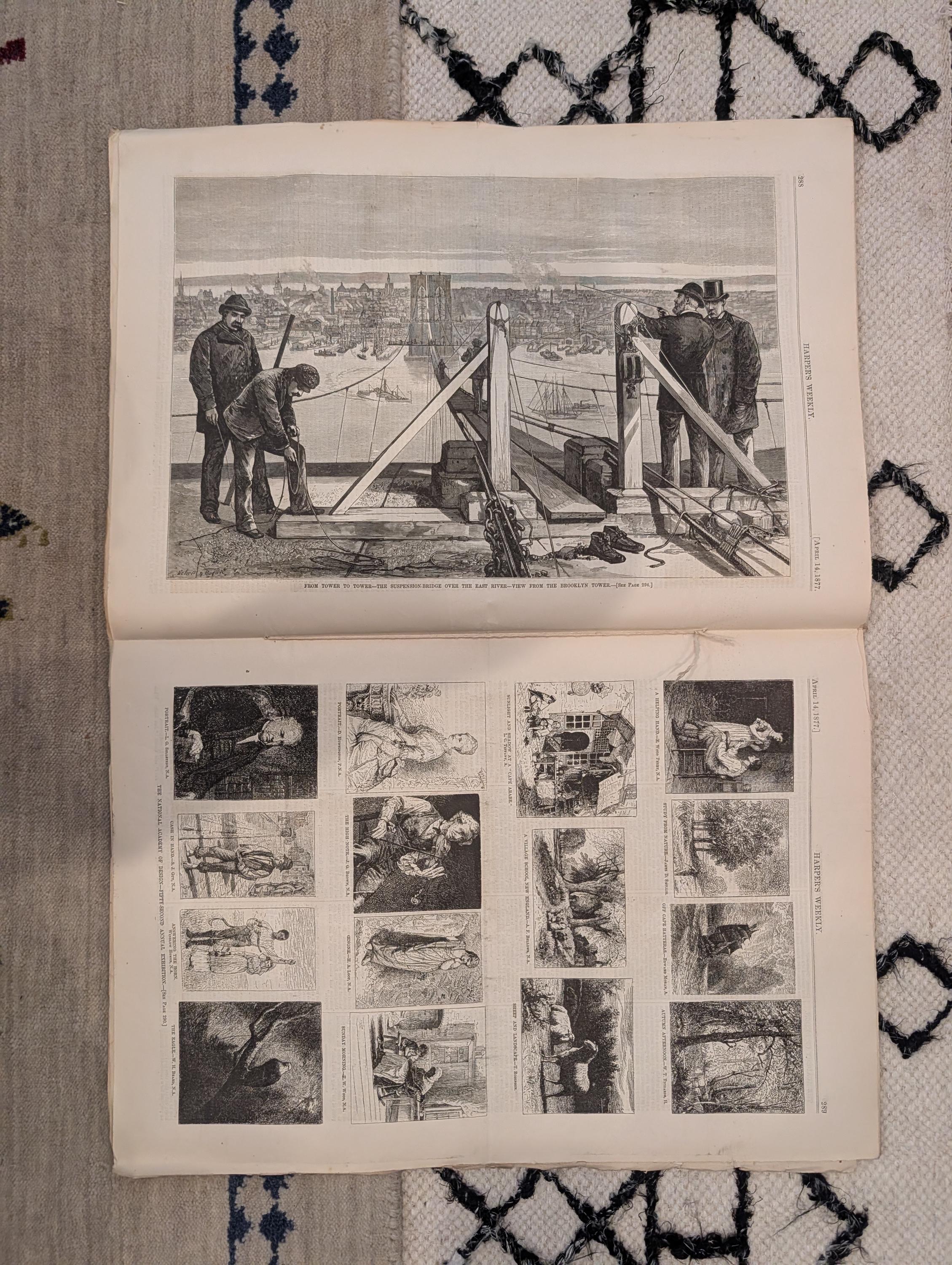 1877 Brooklyn Bridge Construction, Tweed Exile, Nast, Witch Trial — Apr 14