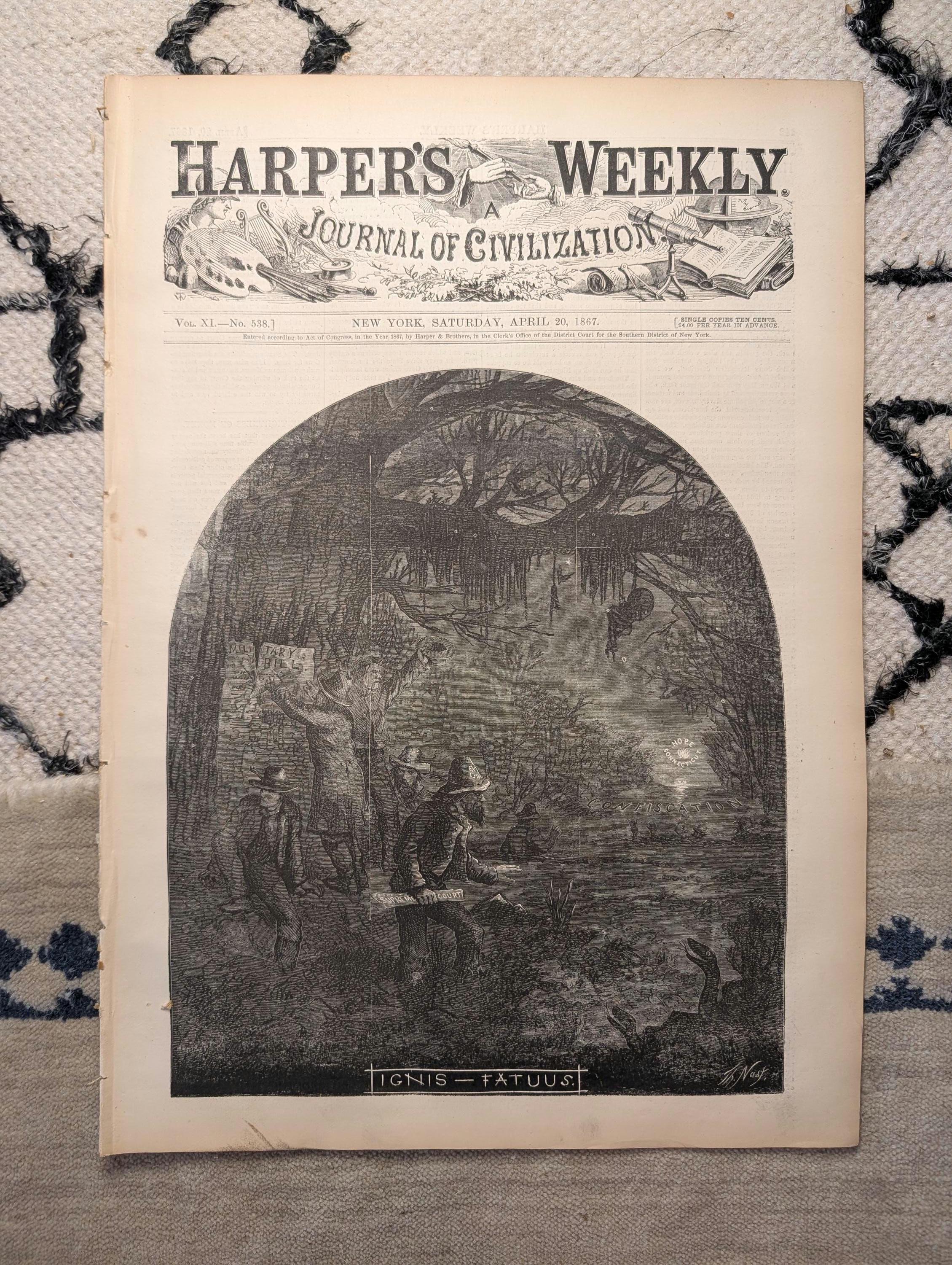 1867 Lindell Hotel St. Louis Fire, Nast "Ignis Fatuus," New York Personals — Apr 20