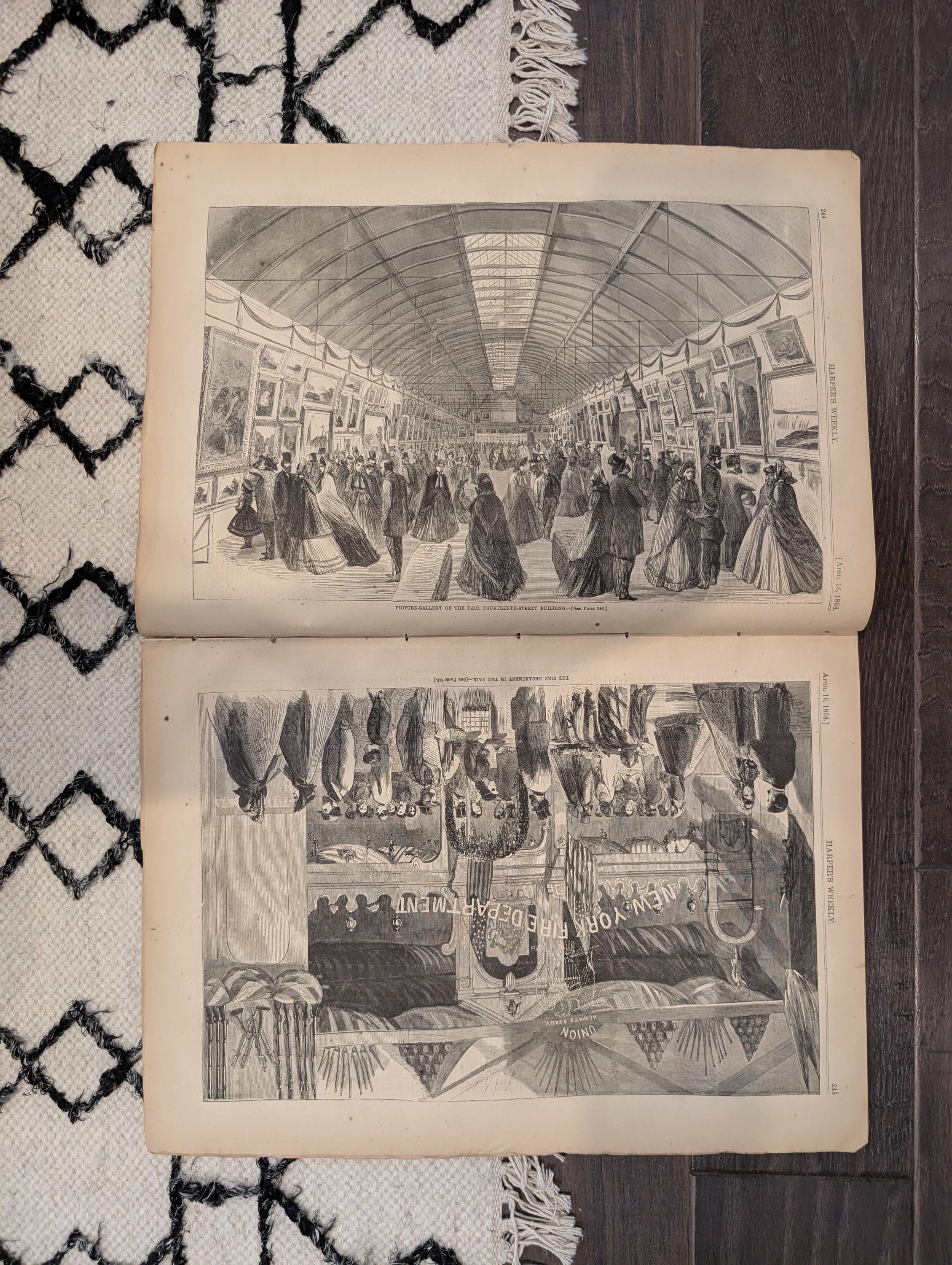 1864 Metropolitan Fair Harper's Weekly April 16 Winslow Homer Owen Lovejoy