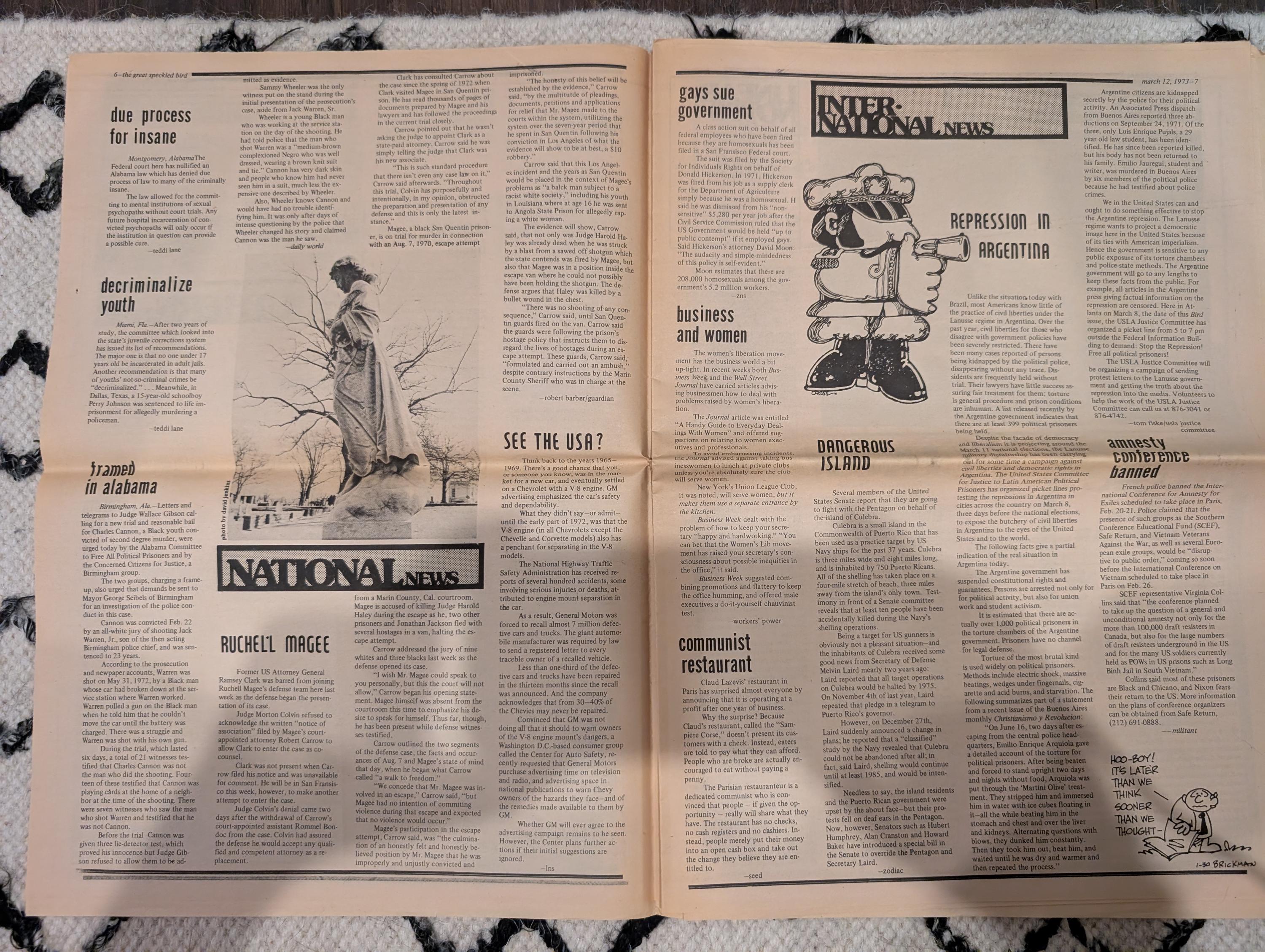 Vintage Underground Newspaper – The Great Speckled Bird – March 12, 1973 – International Women’s Day, UFW, Labor & Protest History