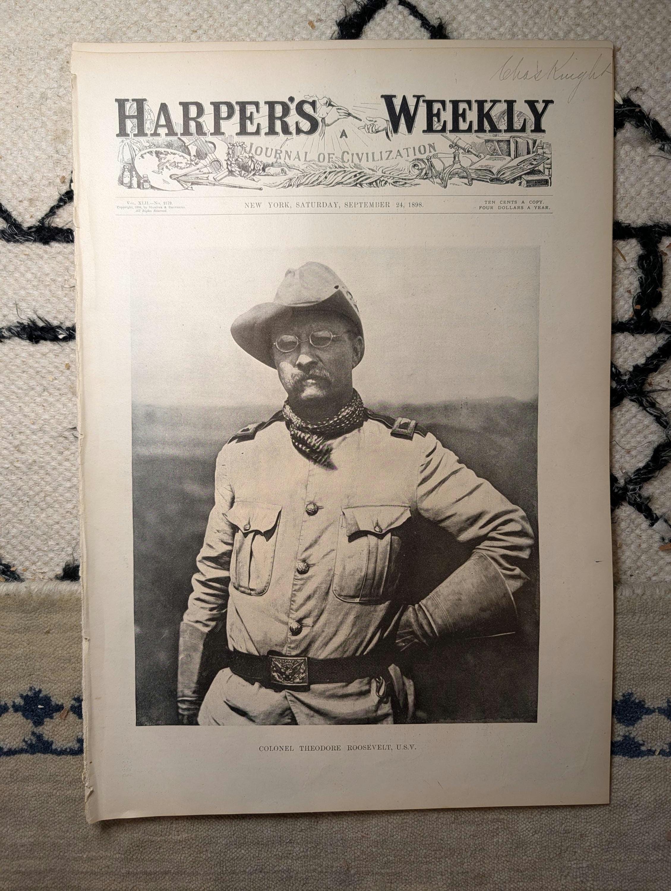 1898 Colonel Theodore Roosevelt Front Page Photo, Puerto Rico End, Golf — Sep 24