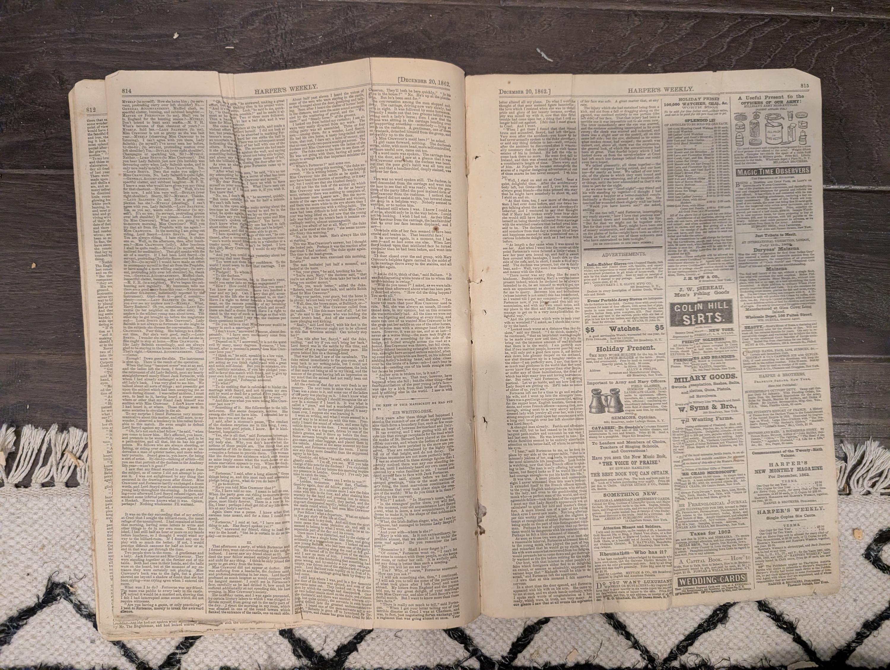 Harper’s Weekly – December 20, 1862 – Fredericksburg Centerfold • Dickens Story • Minnesota Massacre Front Page