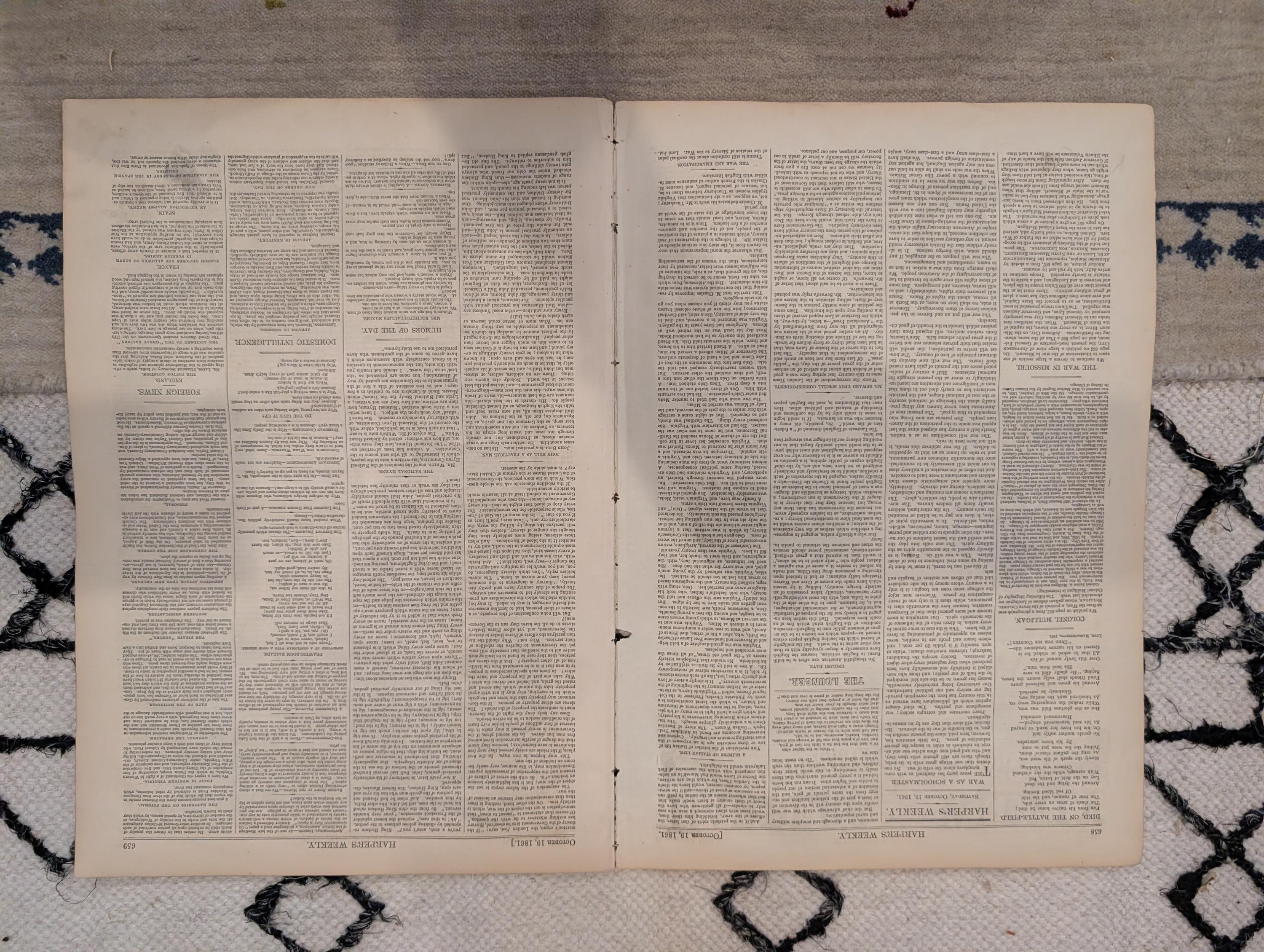 1861 War Map of Kentucky Harper's Weekly Oct 19 Ironclad Sherman Louisville