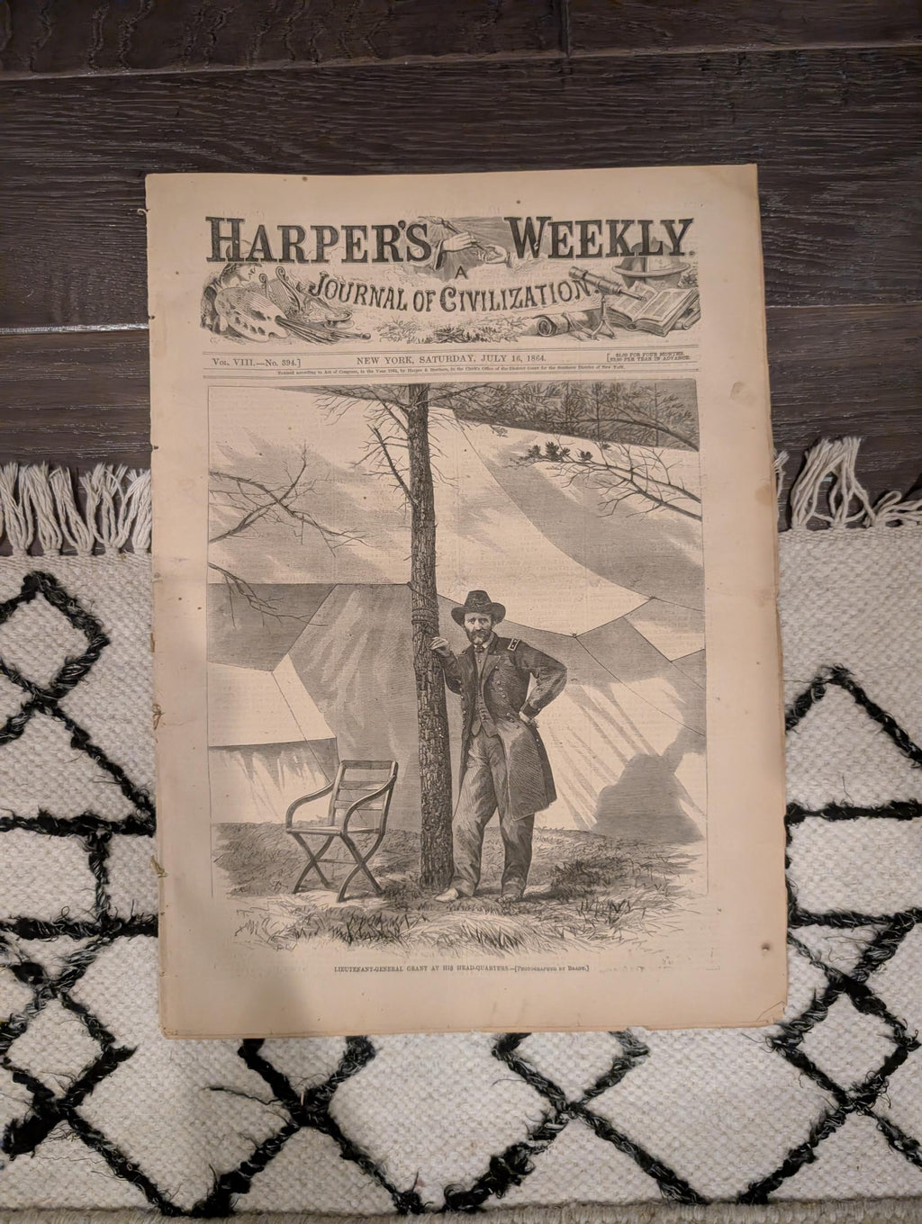 1864 Grant at Headquarters Harper's Weekly July 16 Thomas Nast Our Flag