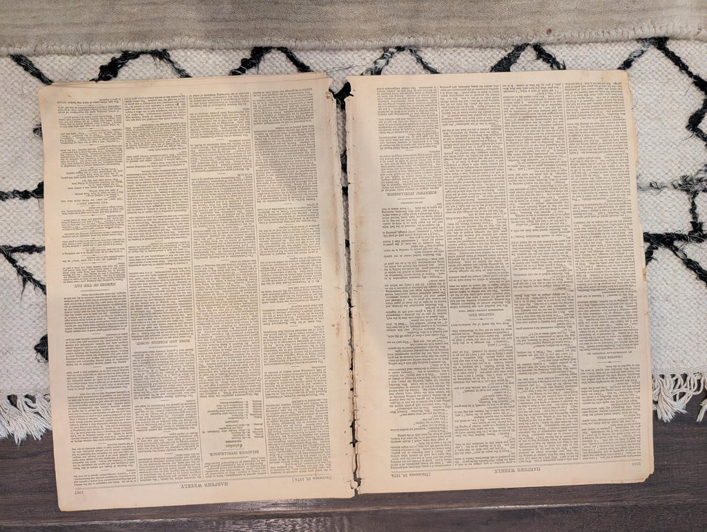 1874 Santa Claus Sleigh & Reindeer, Girl at Toy Store, Christmas Centerfold — Dec 26