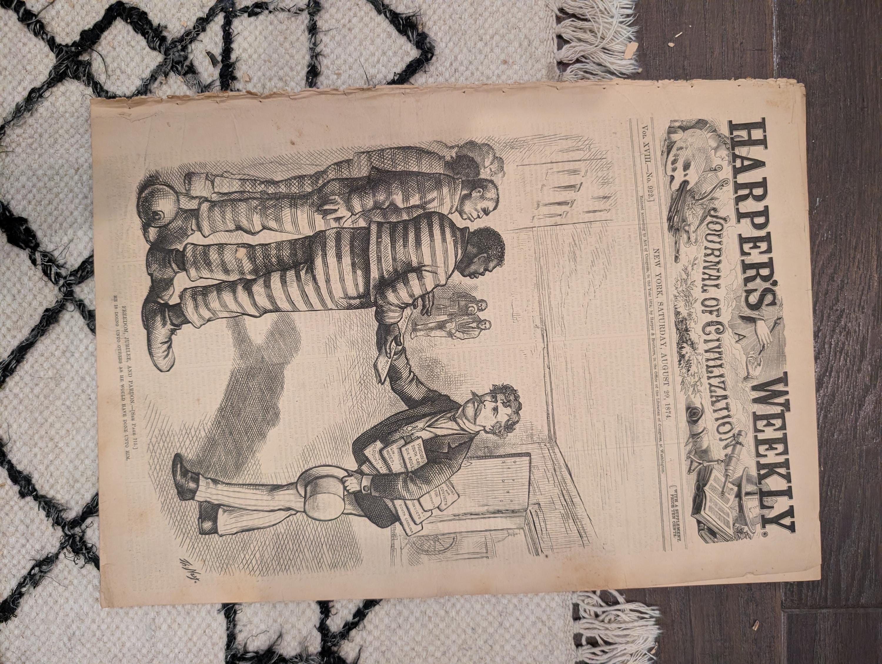 1874 Nast Freedom Jubilee Pardon · Warwick Castle · Blackberries — Harper's Weekly Aug 29
