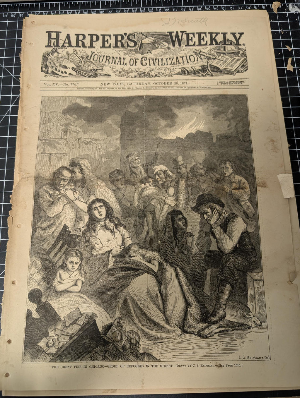 Harper’s Weekly – October 28, 1871 – Complete w/ Supplement (24 pp) | Great Chicago Fire Engravings, Octavius Catto, Nast Cartoon