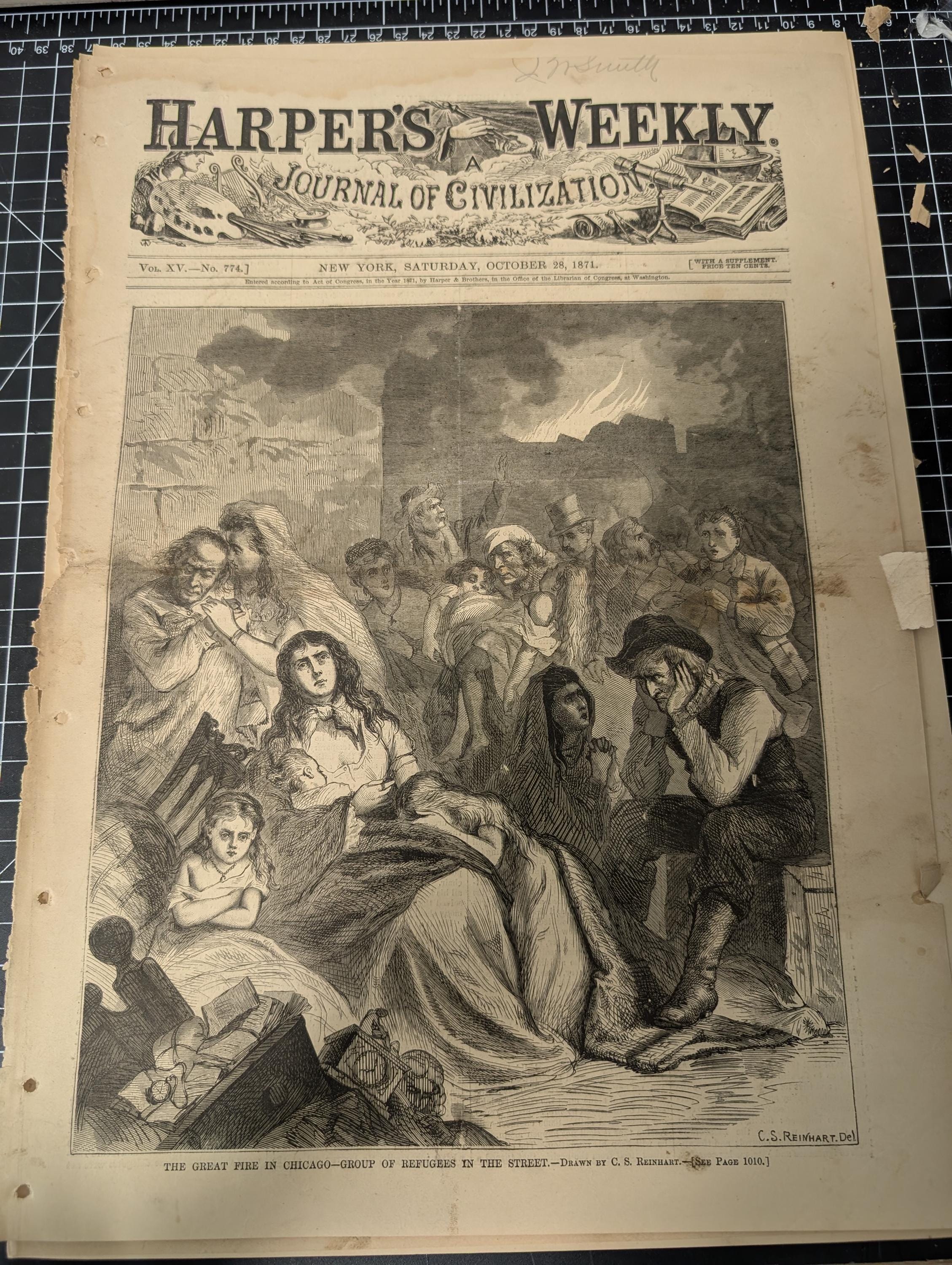 Harper’s Weekly – October 28, 1871 – Complete w/ Supplement (24 pp) | Great Chicago Fire Engravings, Octavius Catto, Nast Cartoon
