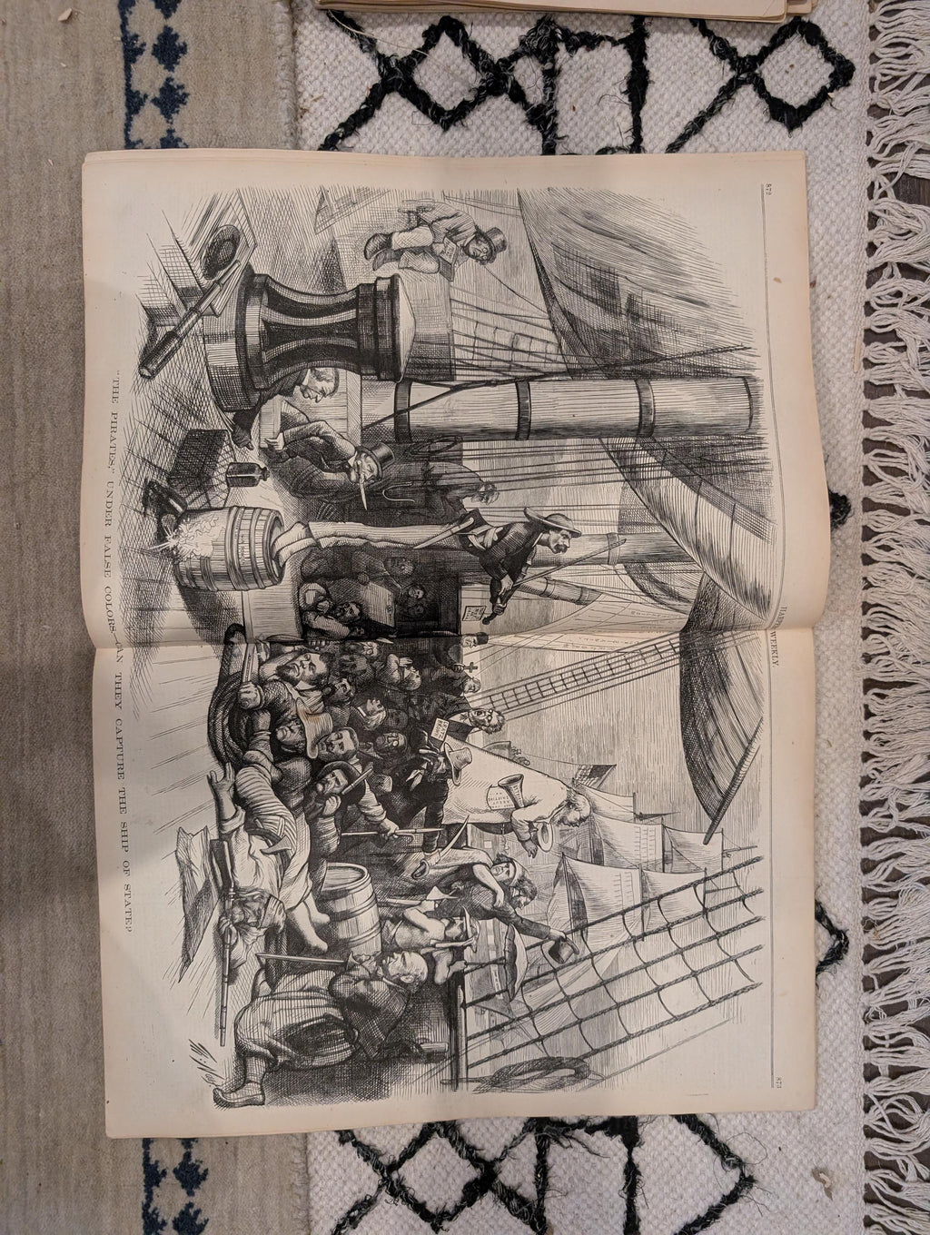 1872 Nast Ship of State Harper's Weekly Nov 09 Election Centerfold