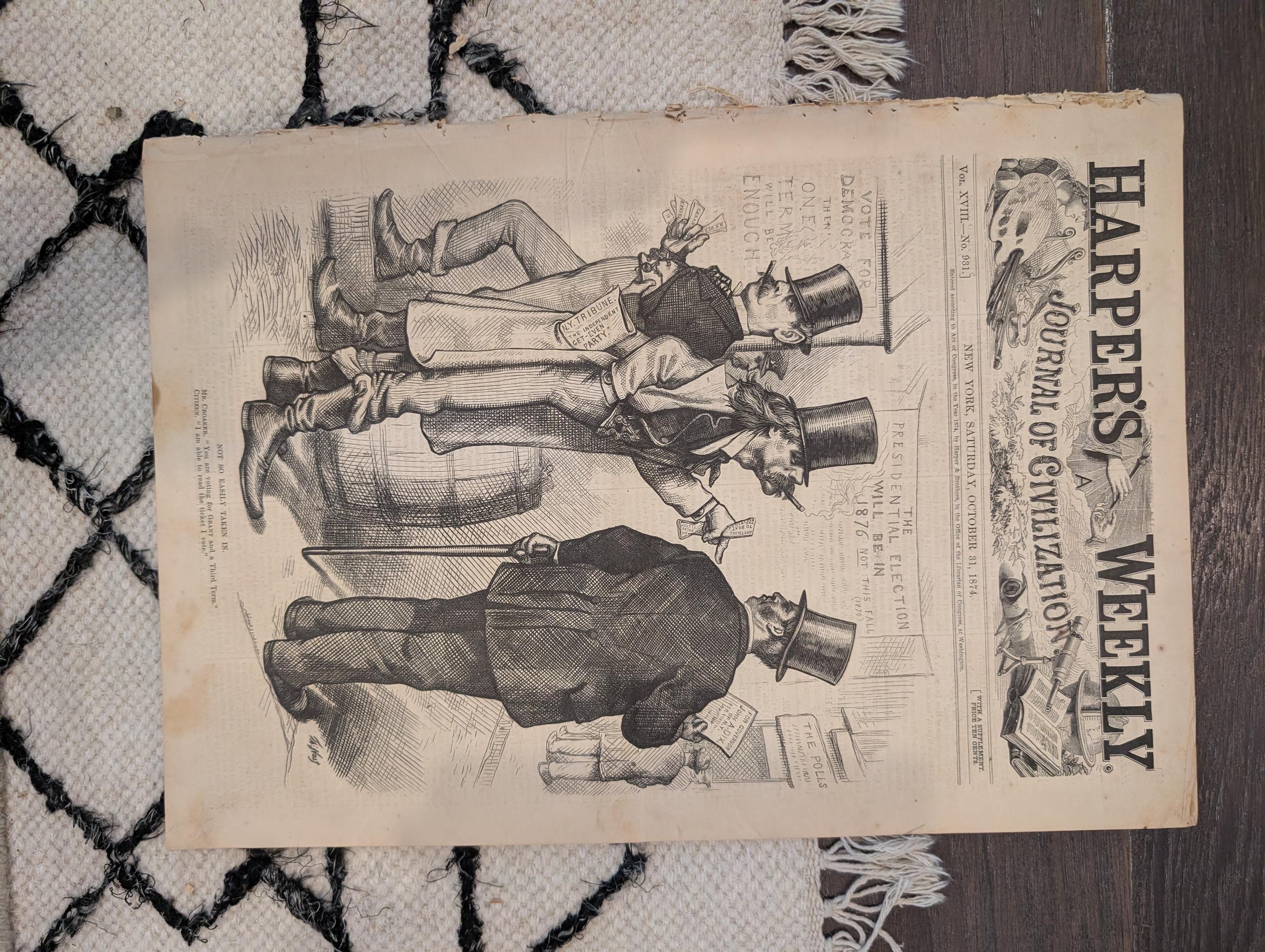 1874 Blacks Voting Cartoon, Eagles Duel Centerfold, Africa Gold — Oct 31