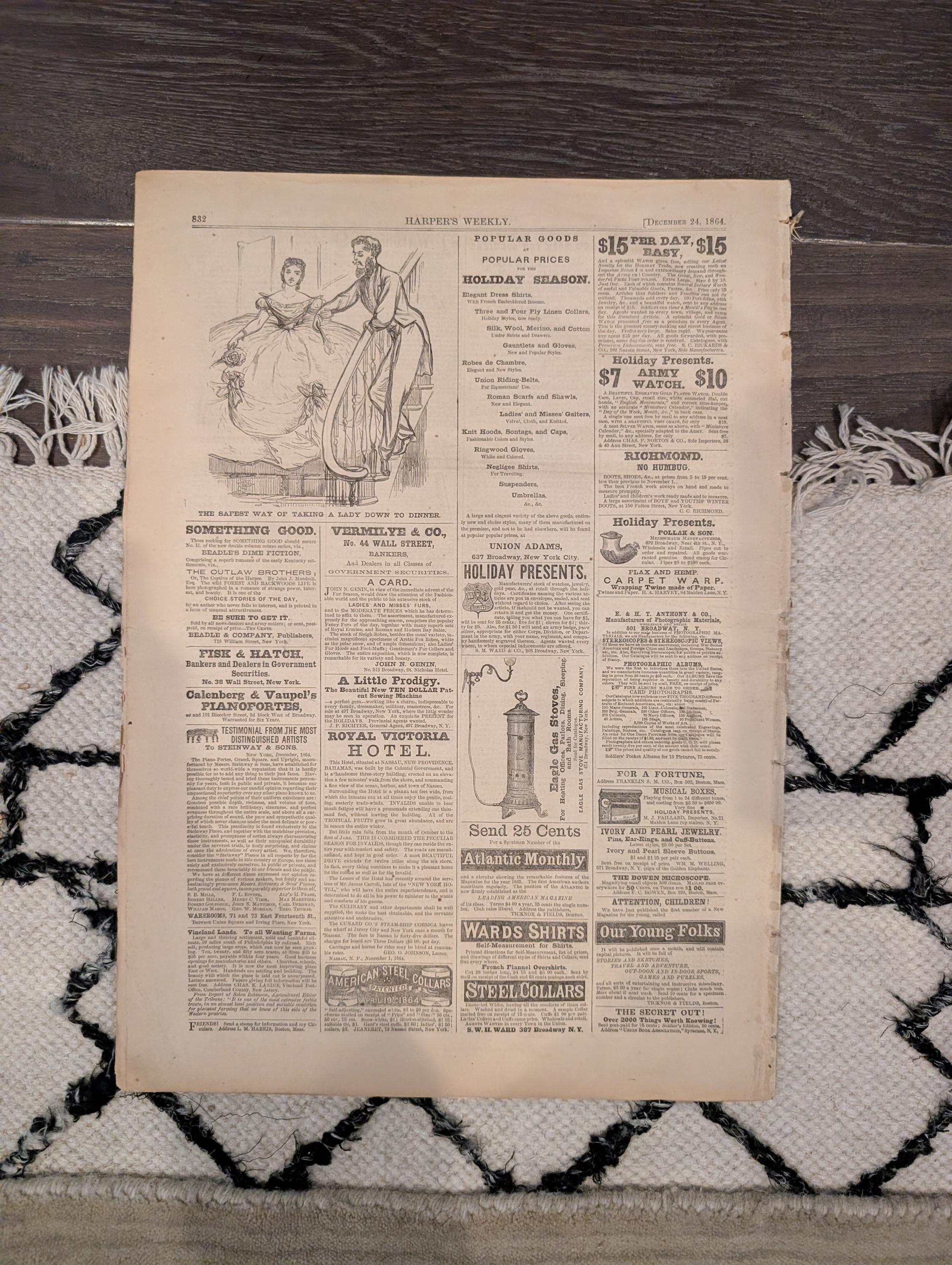 1864 Salmon Chase Supreme Court Harper's Weekly December 24 Virginia Rebellion