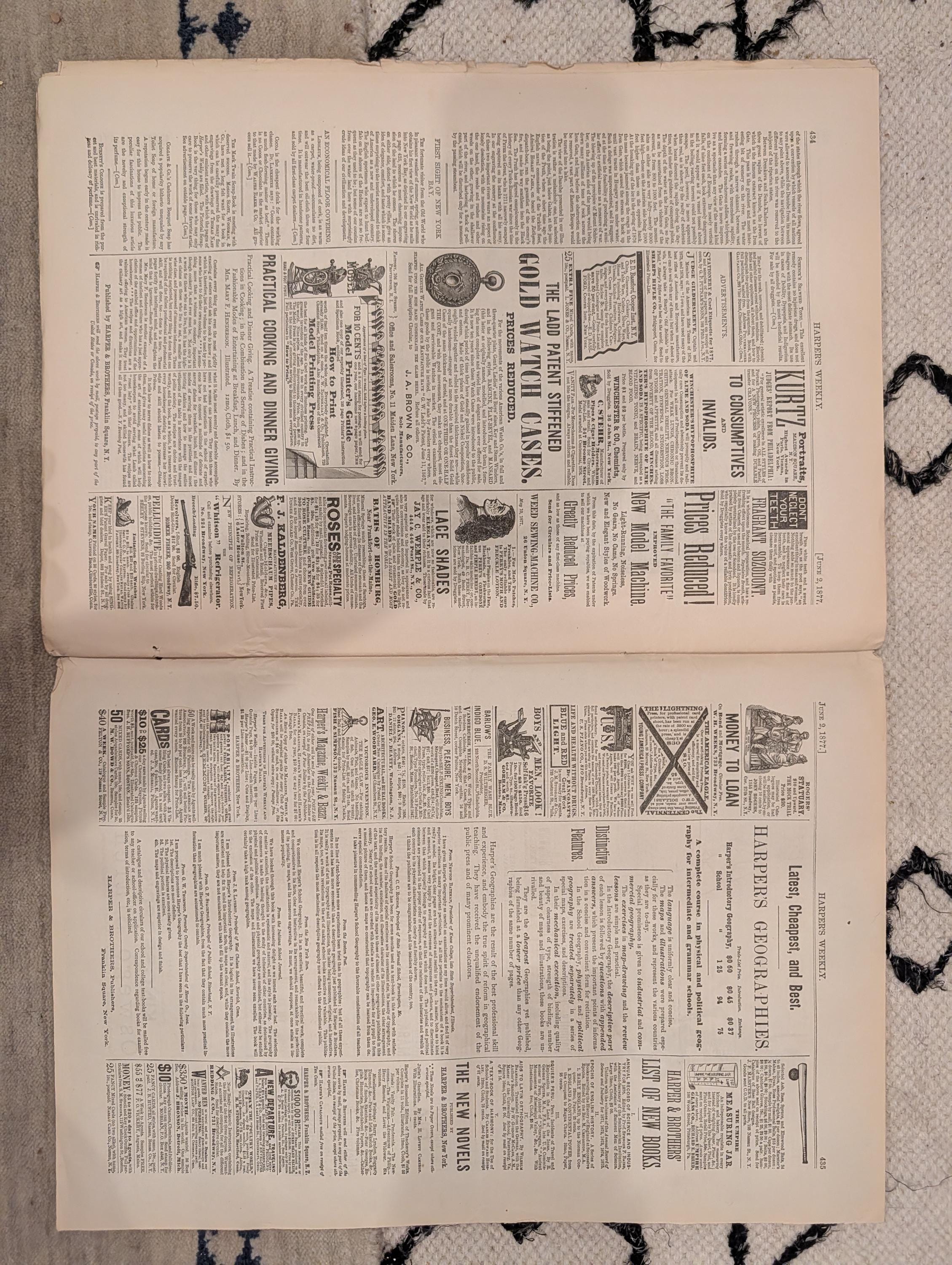 1877 Sierra Nevada Flume Centerfold, New York Bay, Danube — Jun 2