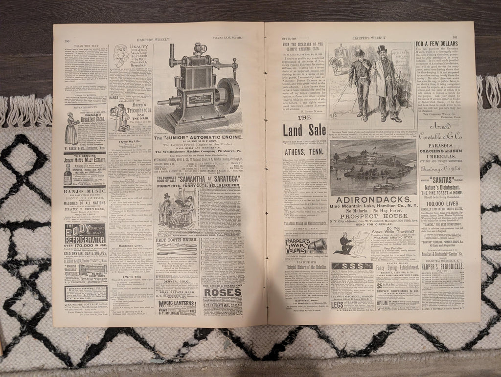 Harper’s Weekly – May 28, 1887 – Chicago Front Page, Decoration Day Centerfold, Rural Pennsylvania Auction, Broadway Elevated Railroad
