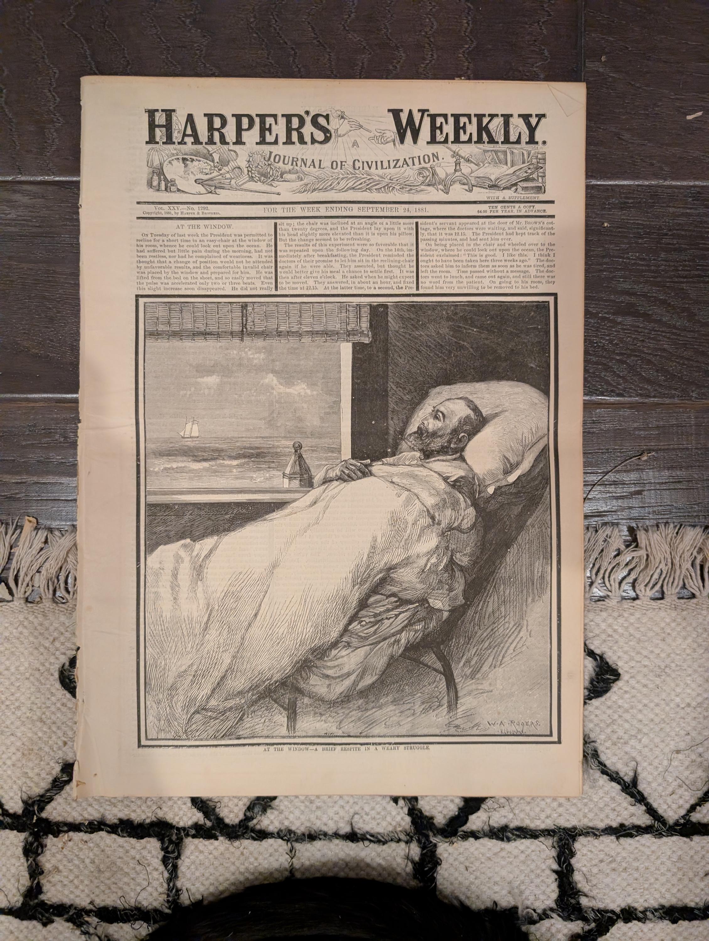 1881 Garfield Death Foldout, Early Tennis Staten Island, Opium Smoking NYC — Sep 24