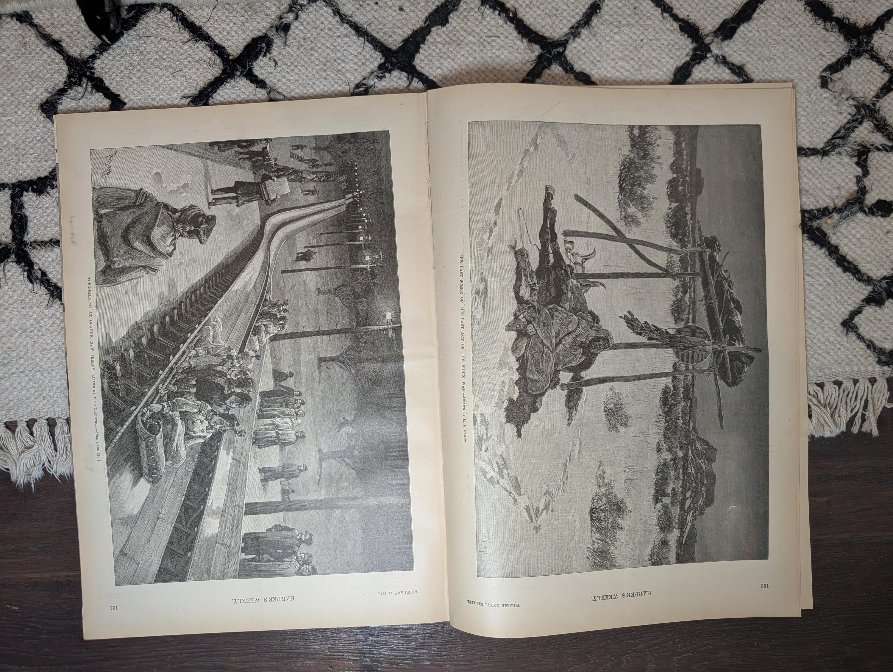 1891 Tournament of Roses Pasadena, NY Rabbi Front Page, Last Sioux War — Feb 14