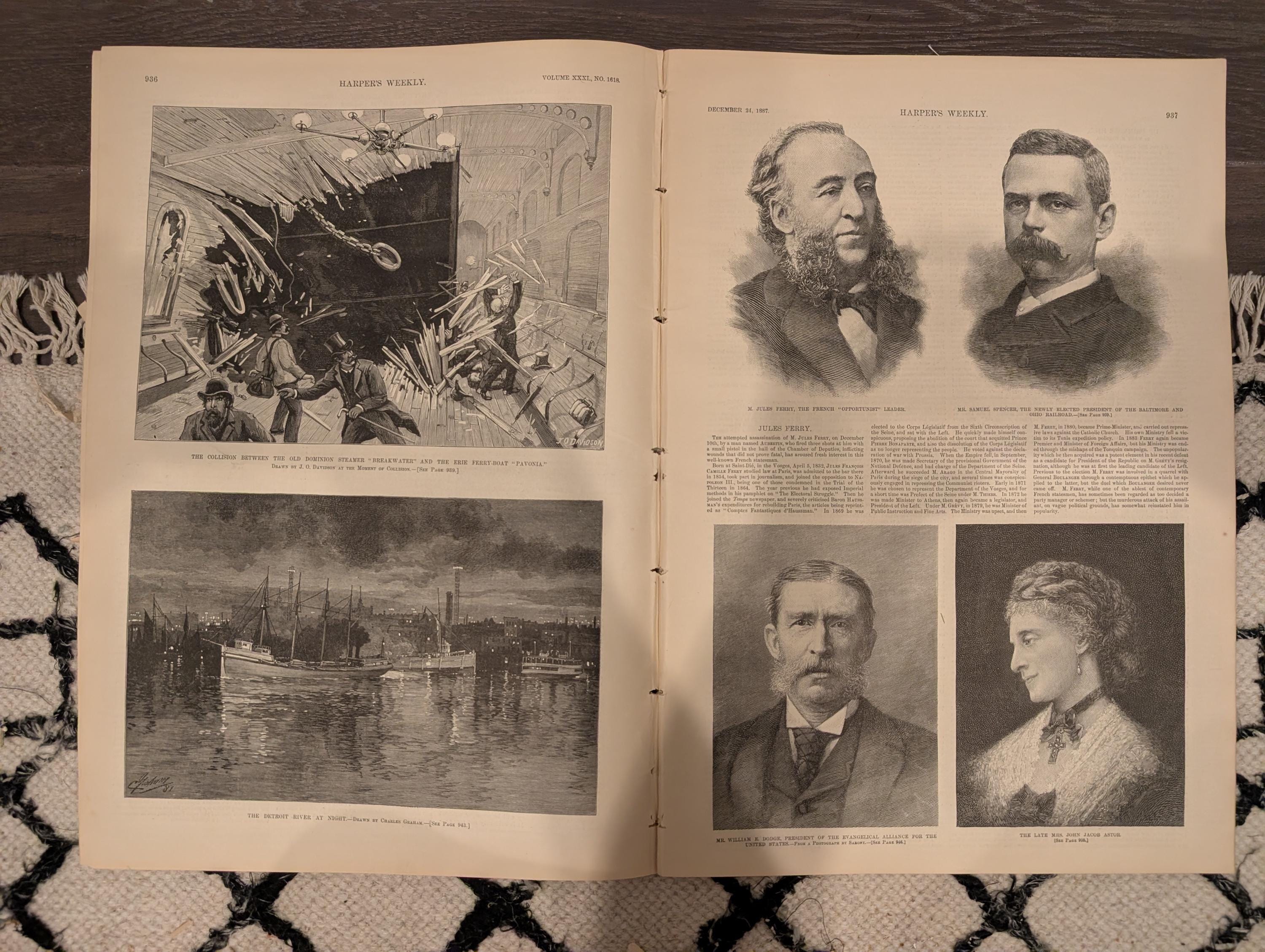 Harper’s Weekly Dec 24 1887 – Remington Canadian Mounted Police, Whittier Portrait, Captains Toast, Frontier Horse Auction