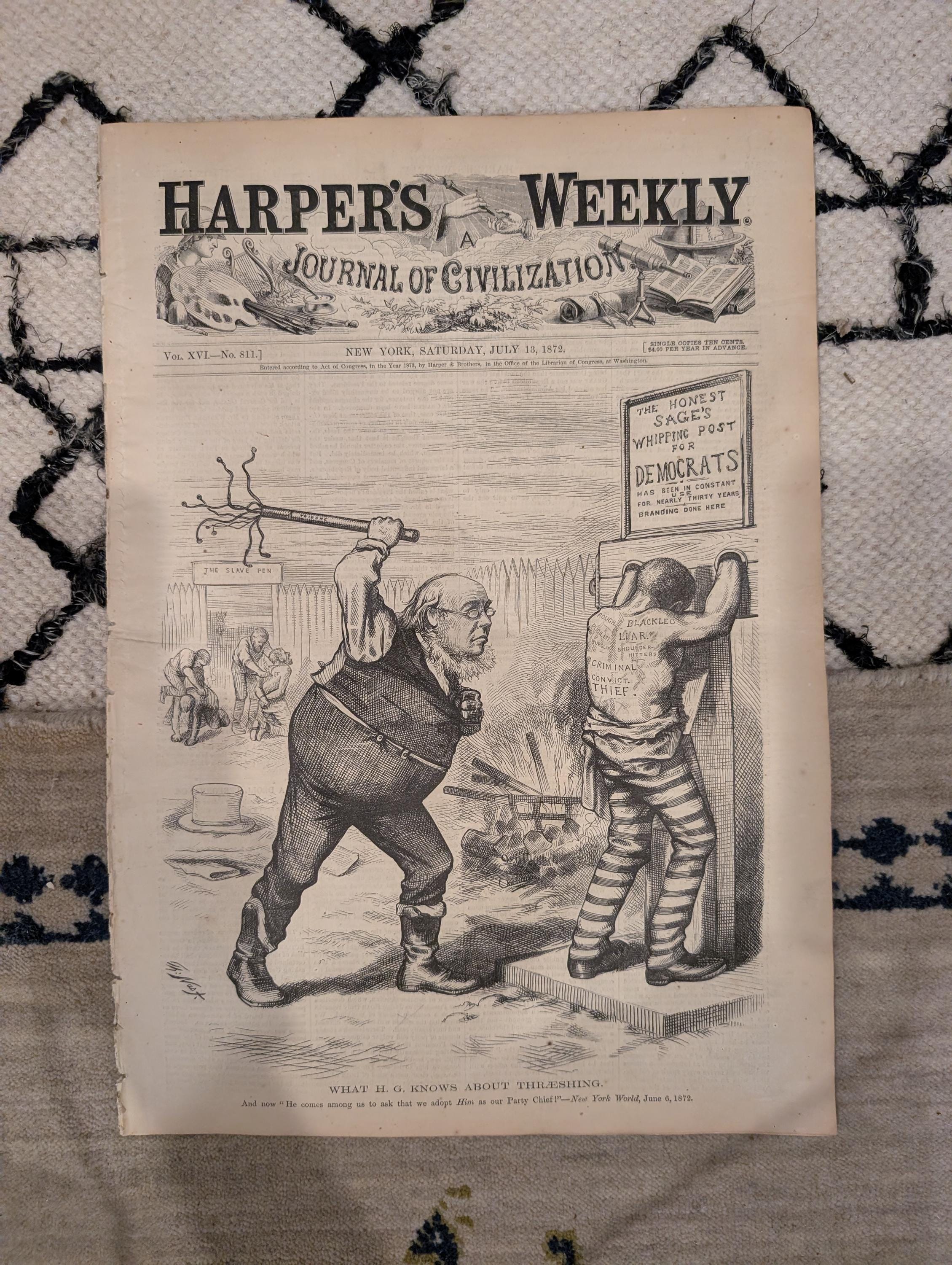 1872 Carpenters Hall Harper's Weekly July 13 Thomas Nast Johann Strauss