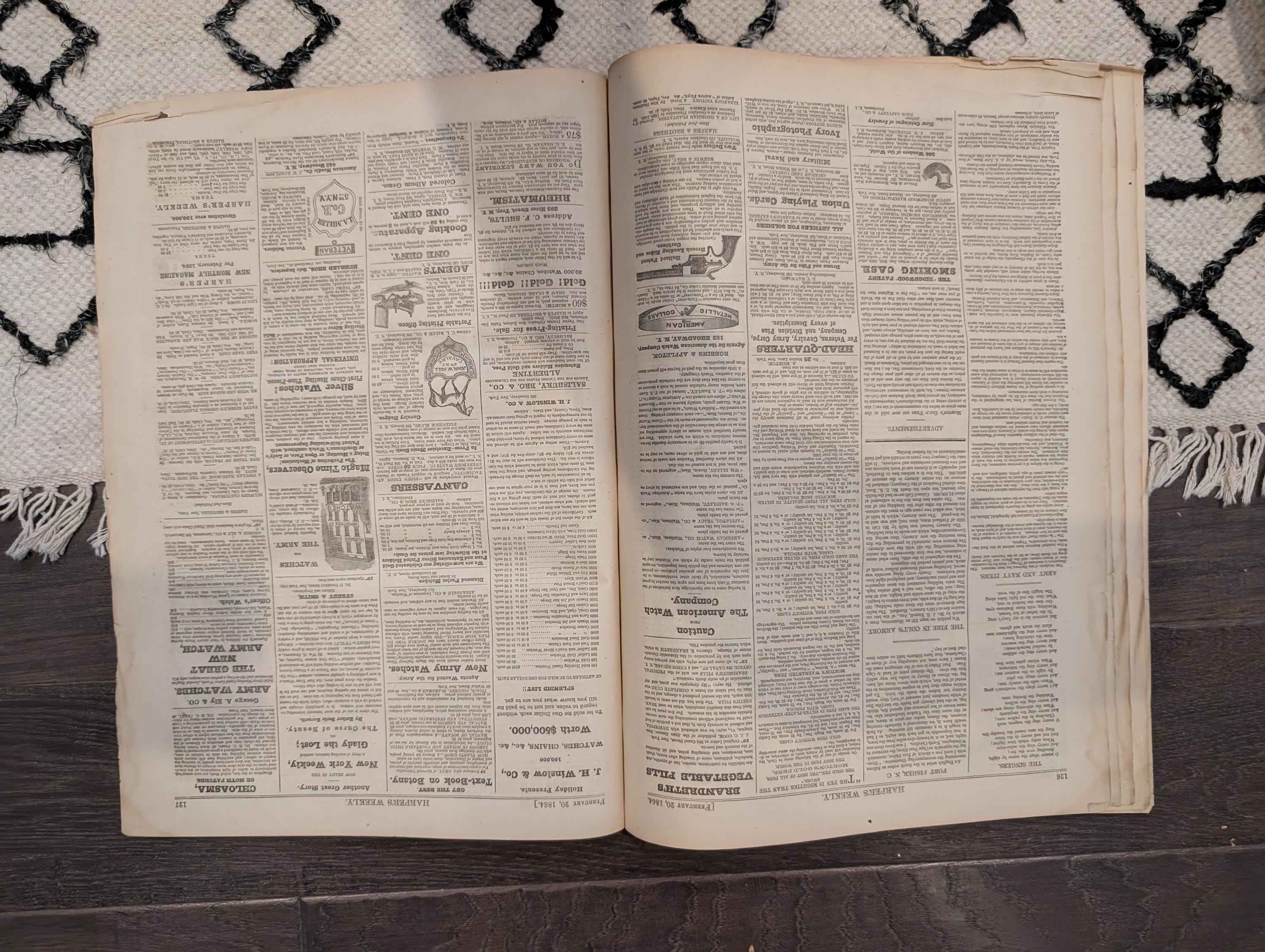Harper's Weekly 1864 St. Valentine's Day Feb 20 Grant Mobile Ram
