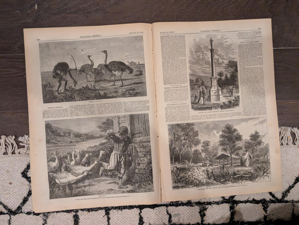 Harper’s Weekly – August 22, 1868 – American Indians • Long Branch Beach • Fishermen of Nauvoo • Ostrich Hunting