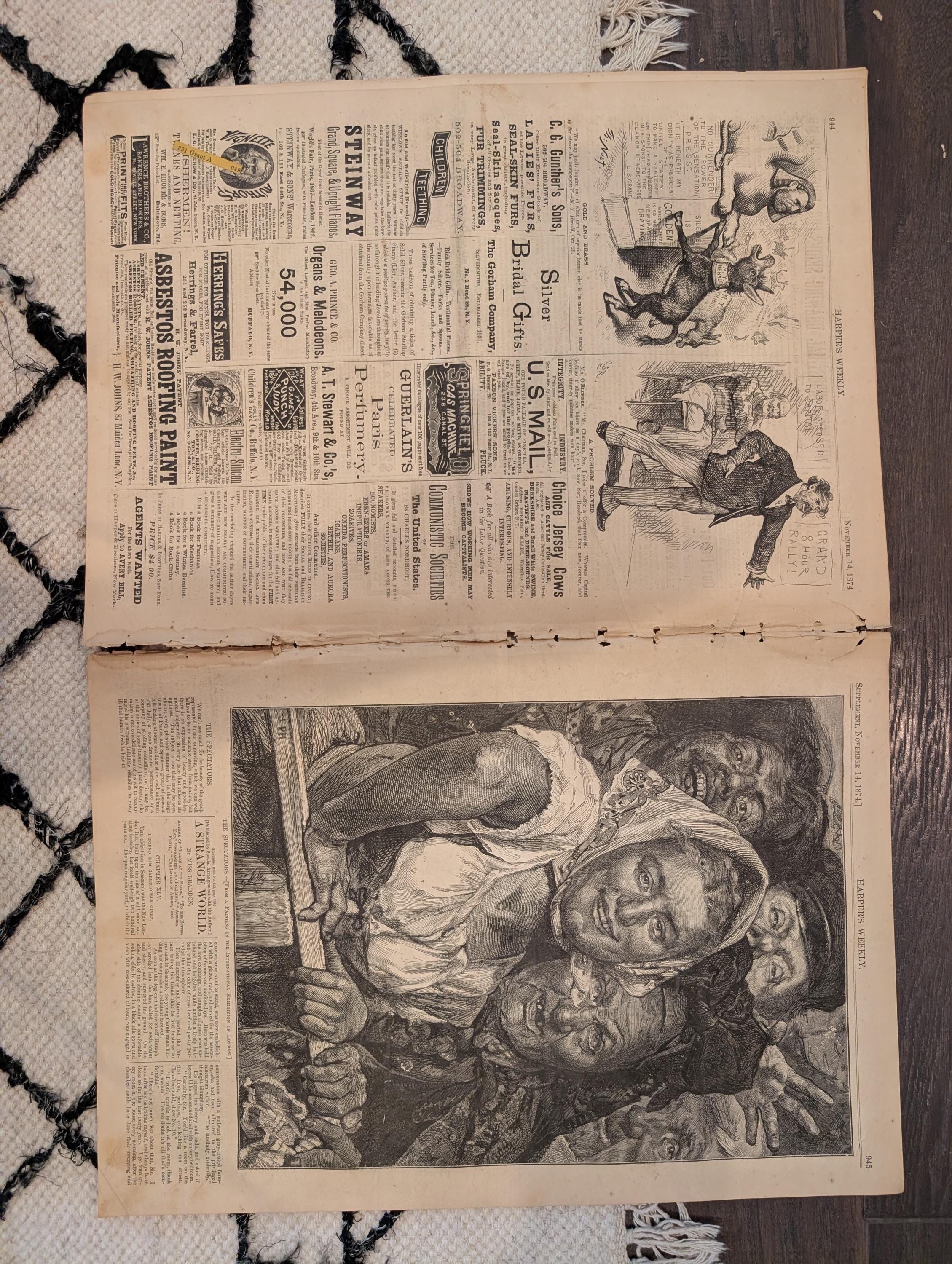 1874 Boss Tweed in Prison, Battle of Trafalgar, Nast Centerfold — Nov 14
