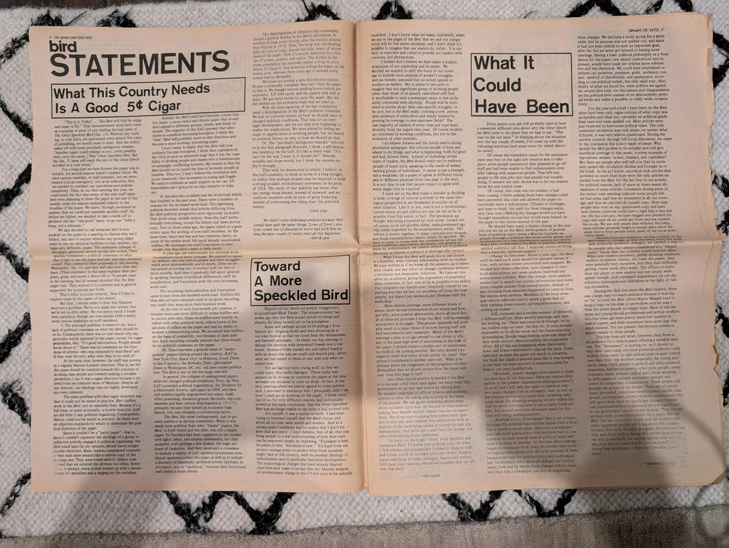 Vintage Underground Newspaper – The Great Speckled Bird – January 29, 1973 – Atlanta Counterculture, Roe v. Wade, MLK March, Richard’s Rock