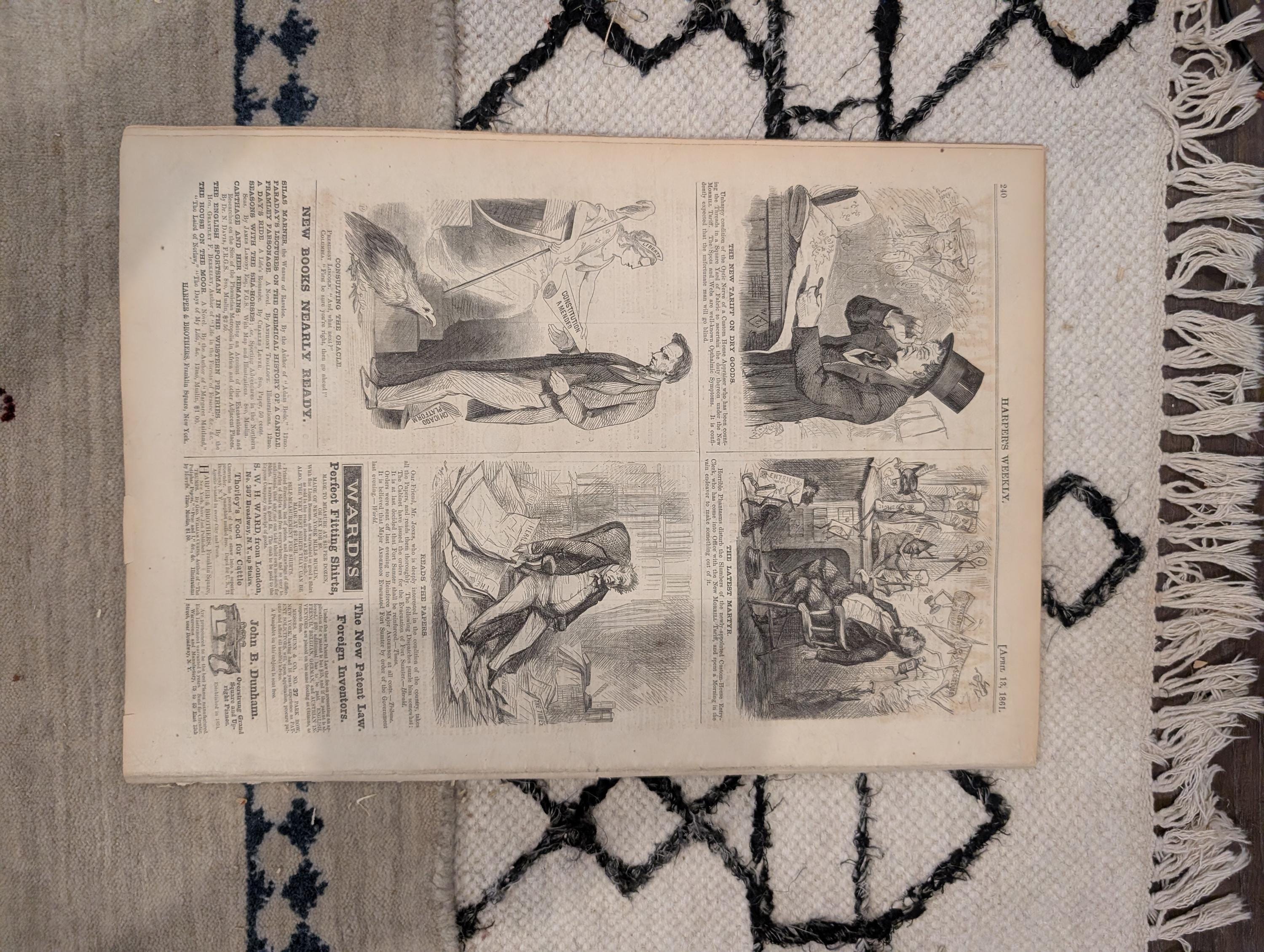 1861 Civil War Fort Pickens Harper's Weekly April 13 Lincoln Dickens