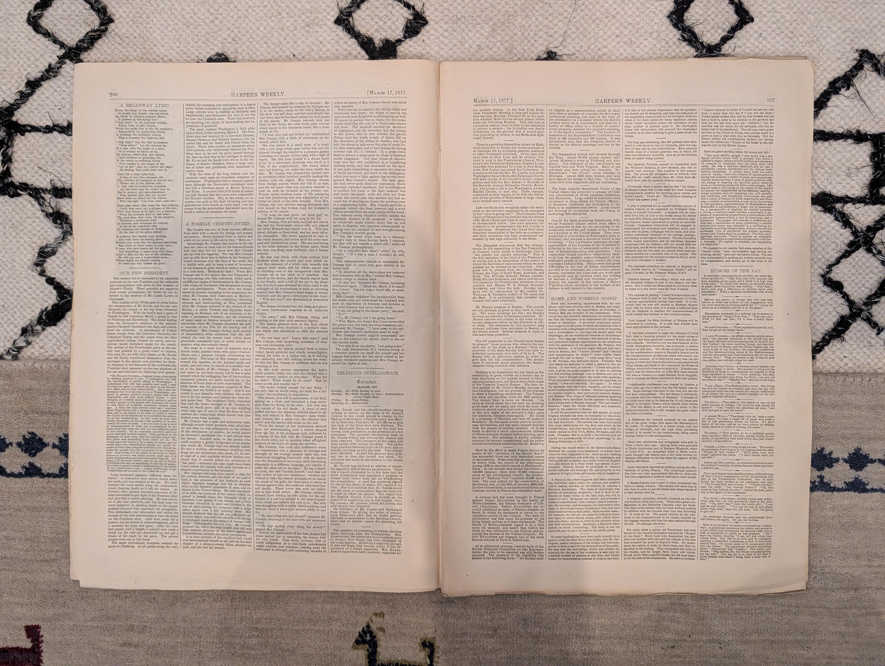 1877 Hayes & First Lady Portraits, Nast, White House, Polar Bears — Mar 17