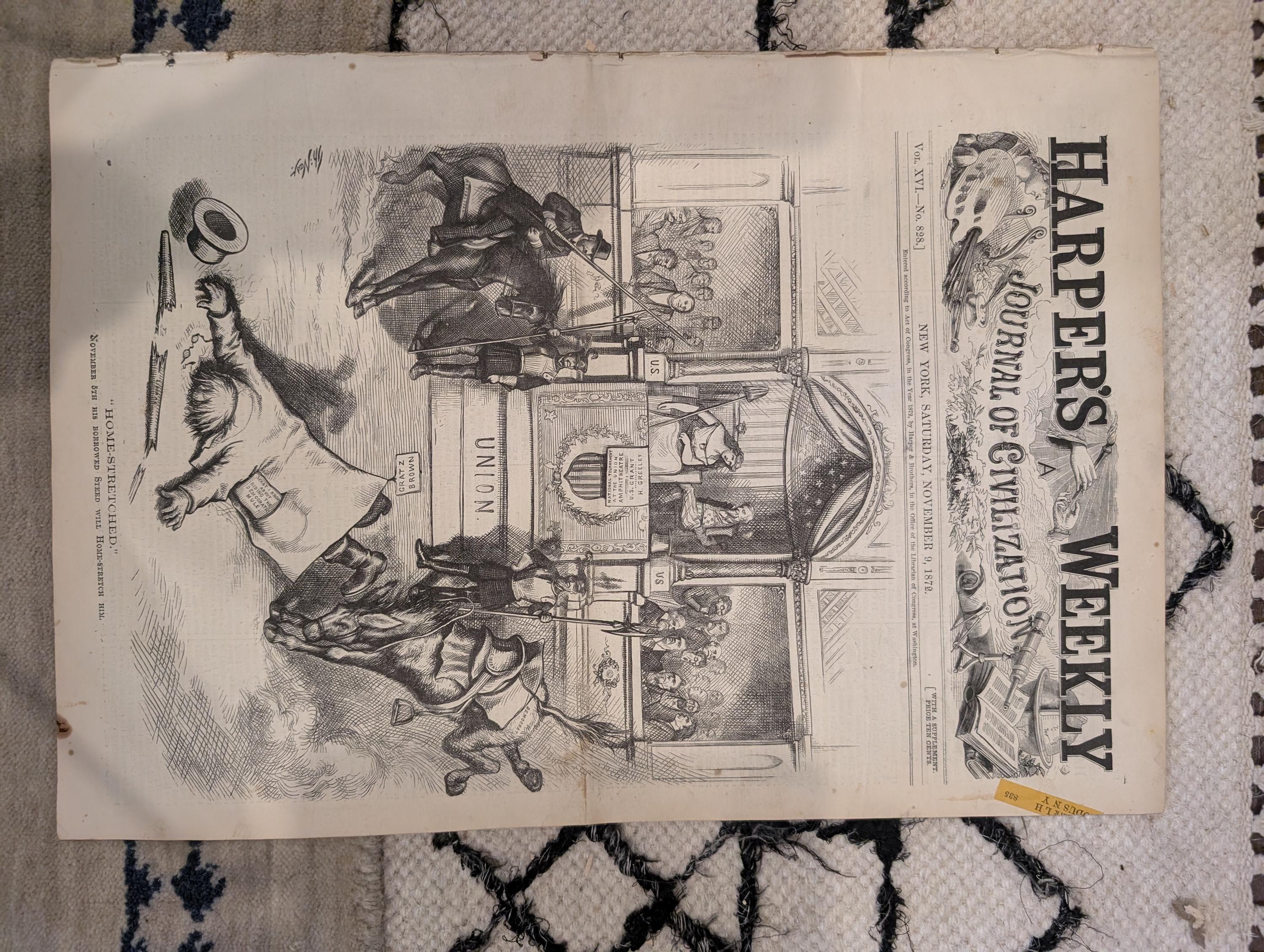 1872 Nast Ship of State Harper's Weekly Nov 09 Election Centerfold
