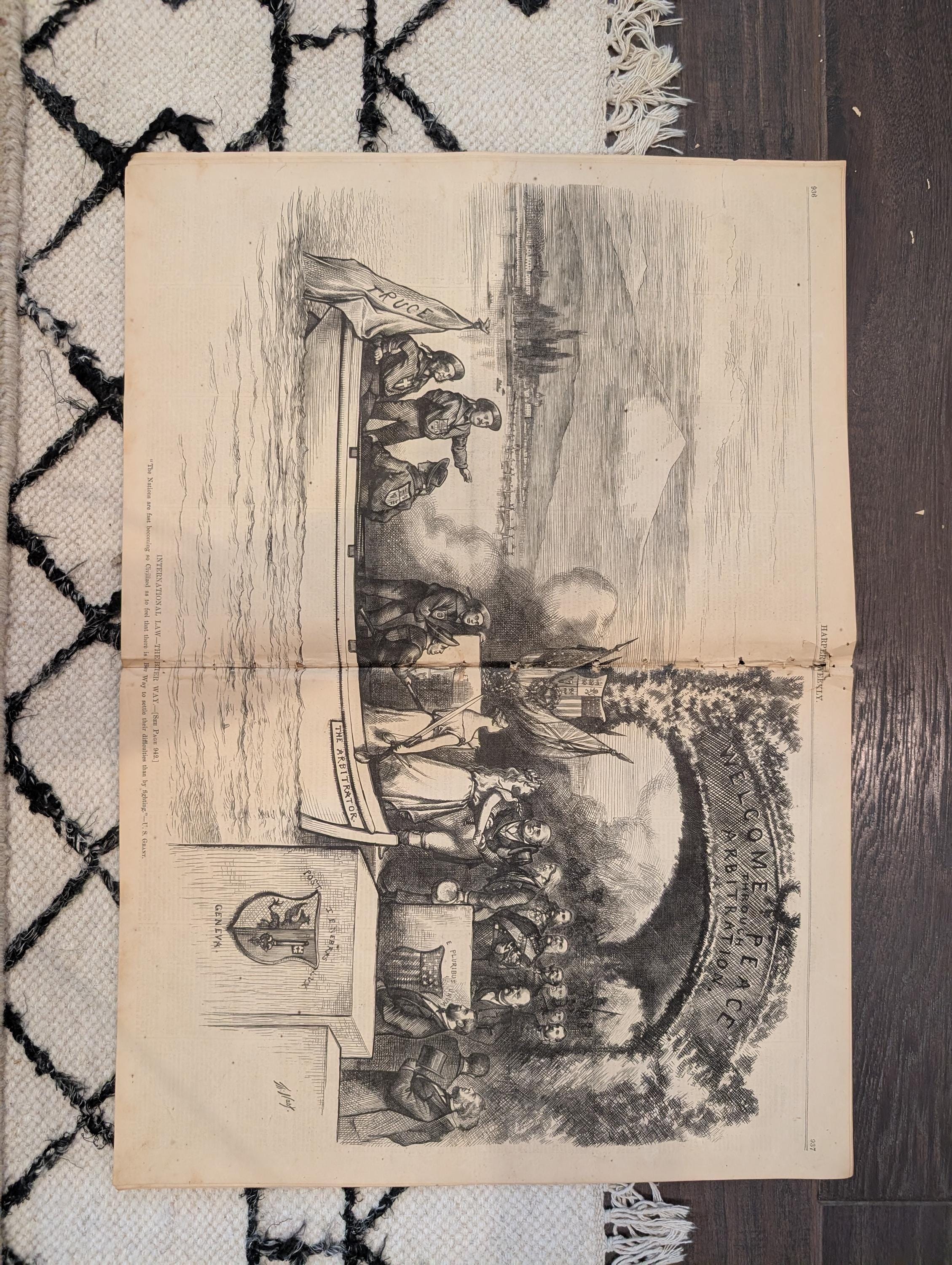 1874 Boss Tweed in Prison, Battle of Trafalgar, Nast Centerfold — Nov 14