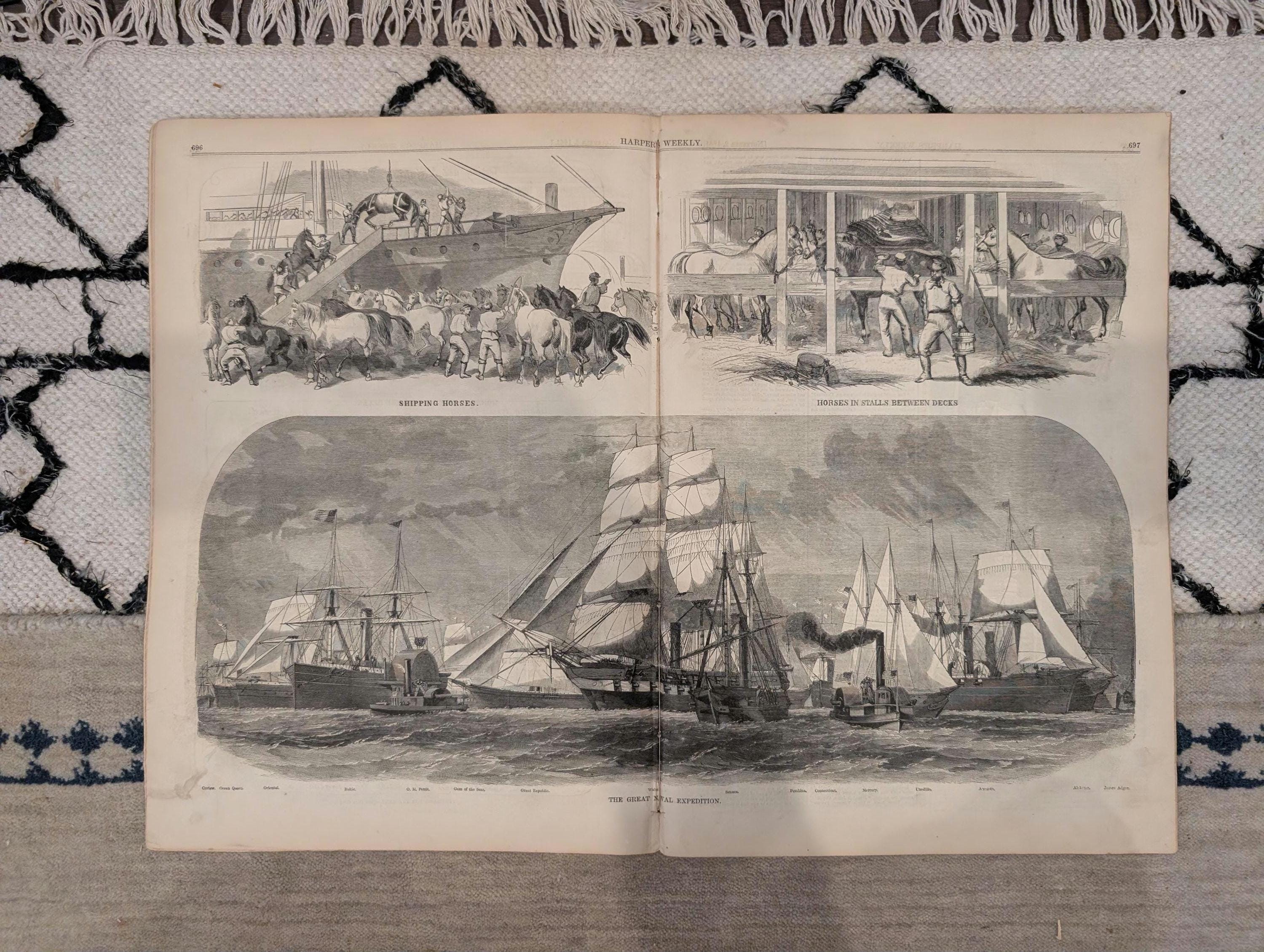1861 Ironclad Merrimac Harper's Weekly Nov 02 Port Royal Expedition Submarine